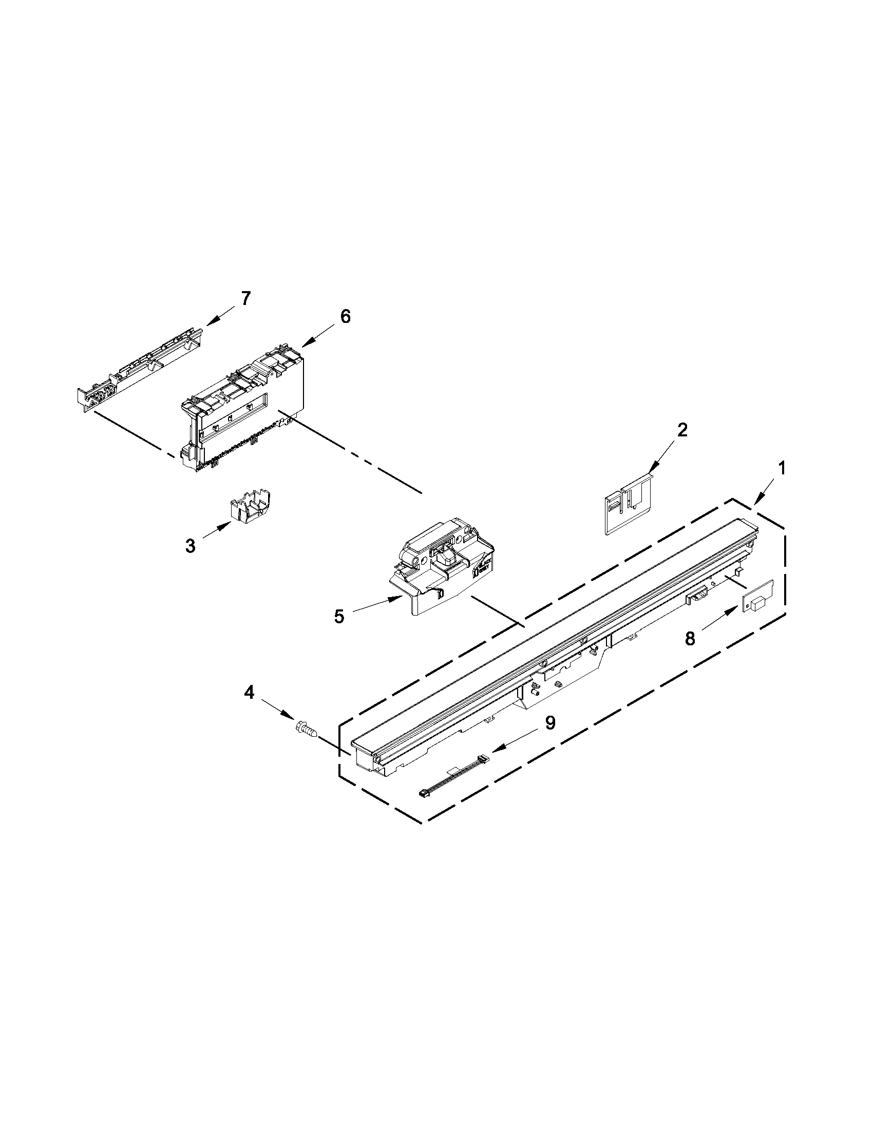 KitchenAid KUDE40FXSS6 control panel and latch parts diagram
