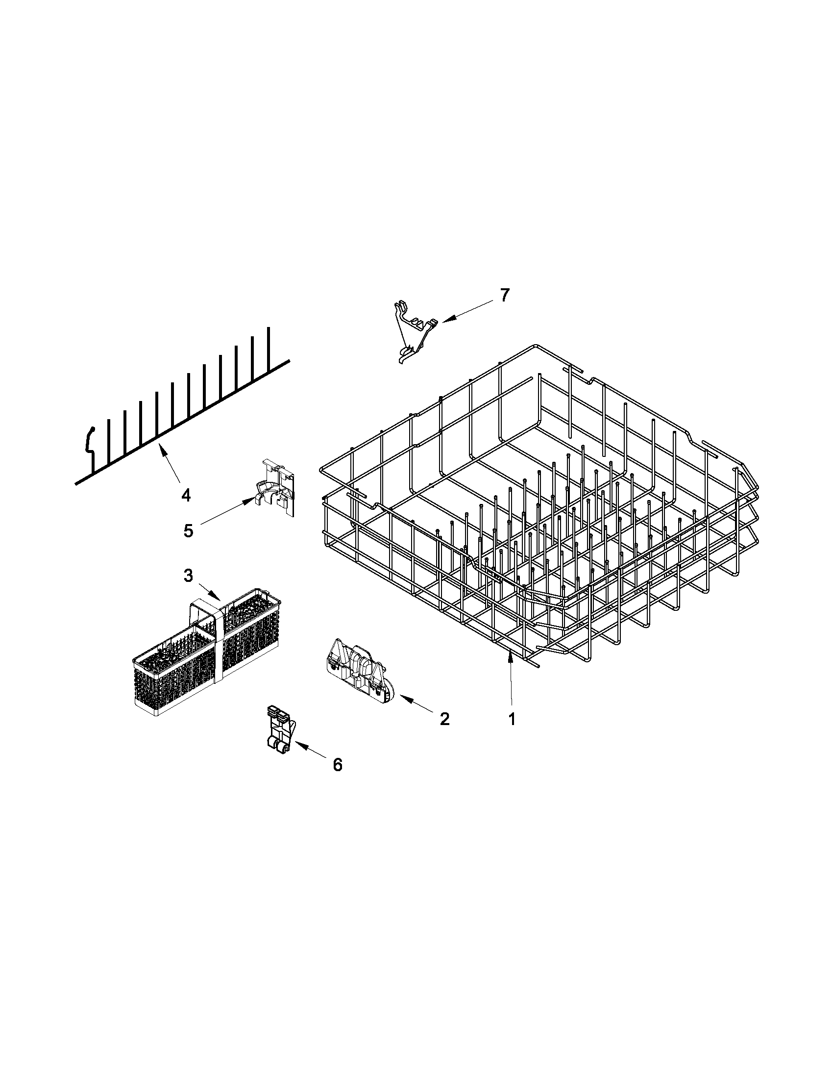 KitchenAid KUDE40FXSS6 lower rack parts diagram