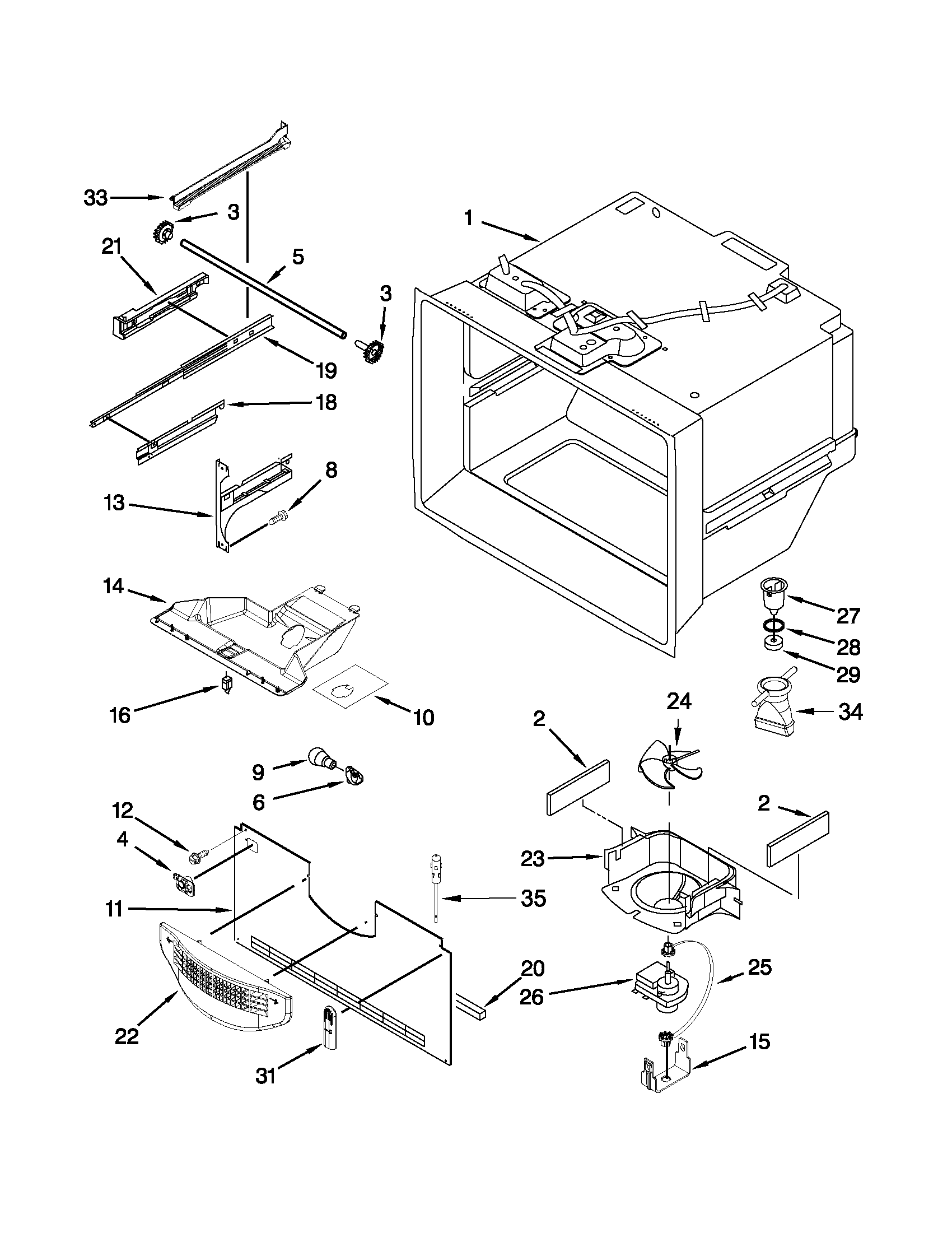 Amana ABB2224WEB3 freezer liner parts diagram