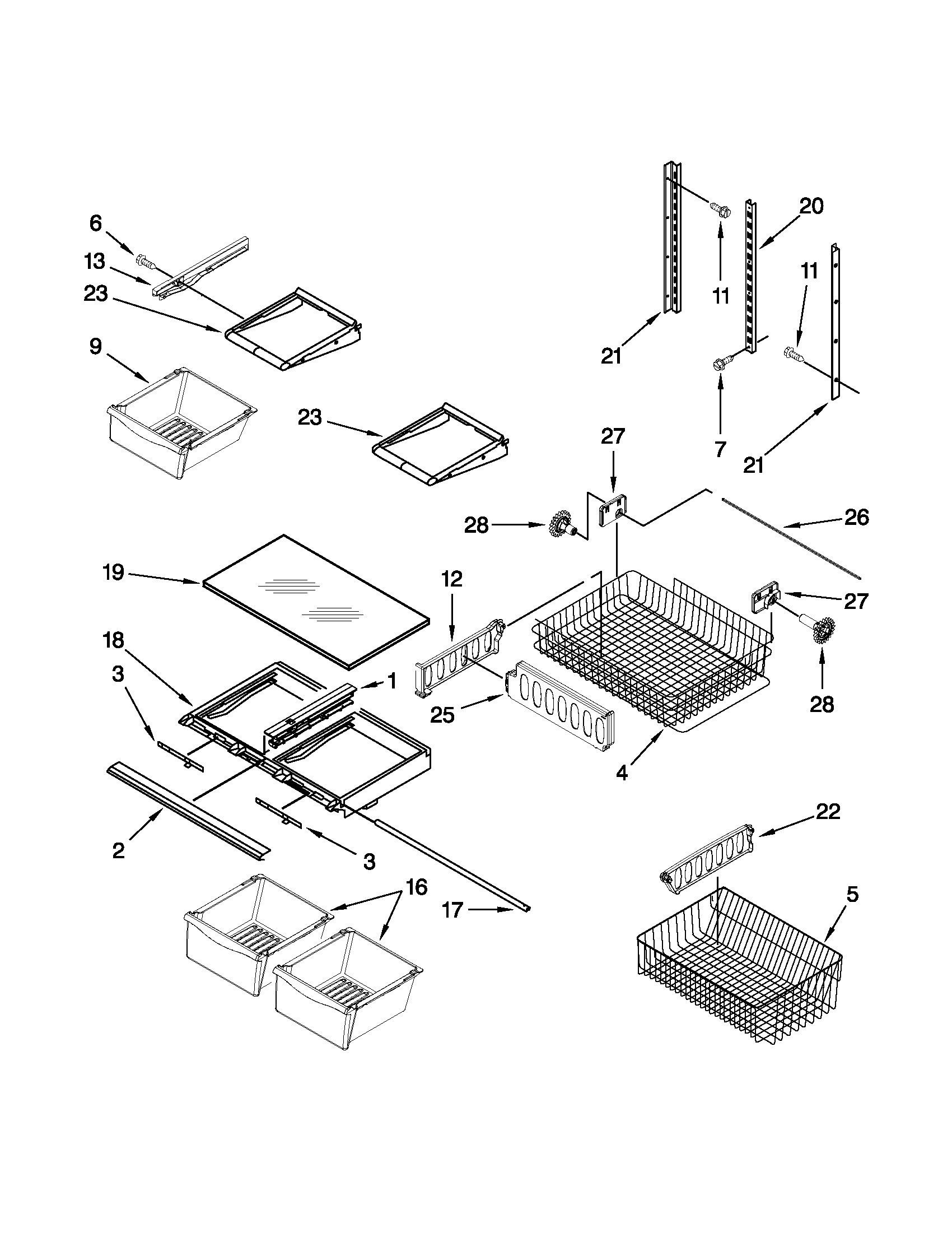 Amana ABB2224WEB3 shelf parts diagram