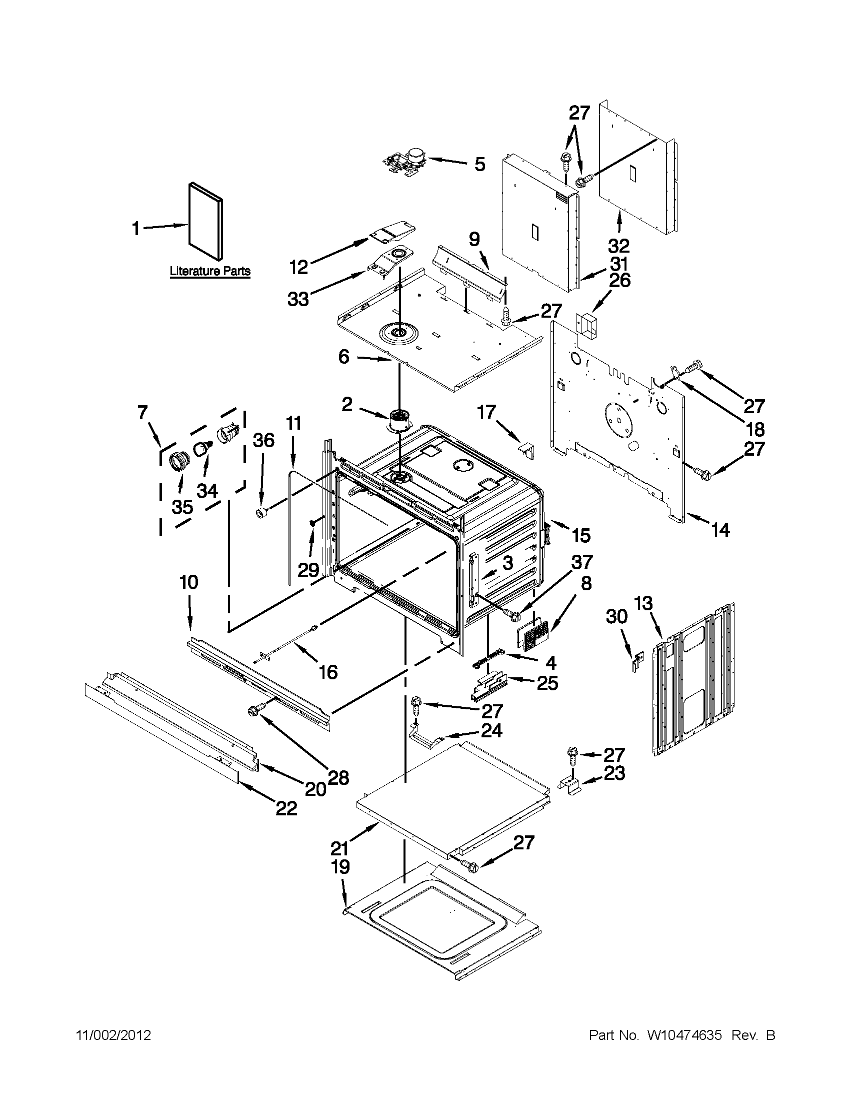 Whirlpool WOD51EC0AW00 lower oven parts diagram