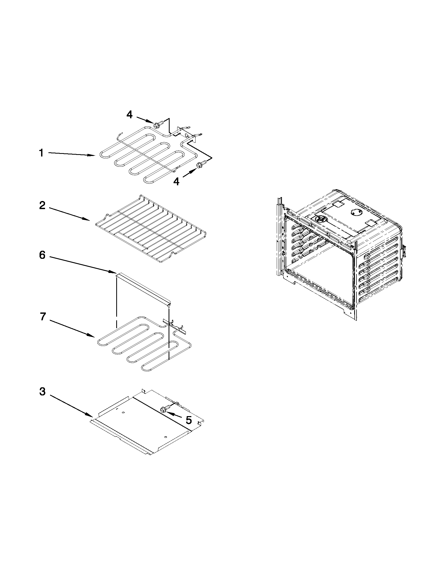 Whirlpool WOD51EC0AW00 internal oven parts diagram