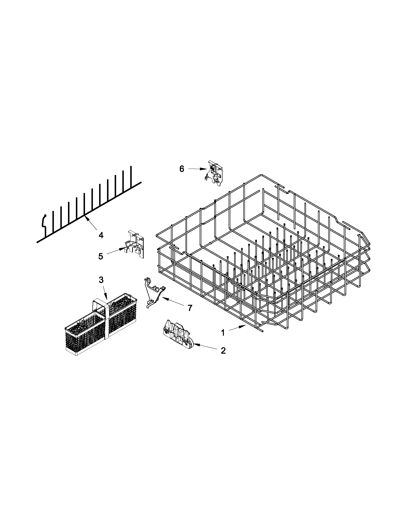 KitchenAid KUDE70FXWH5 lower rack parts diagram