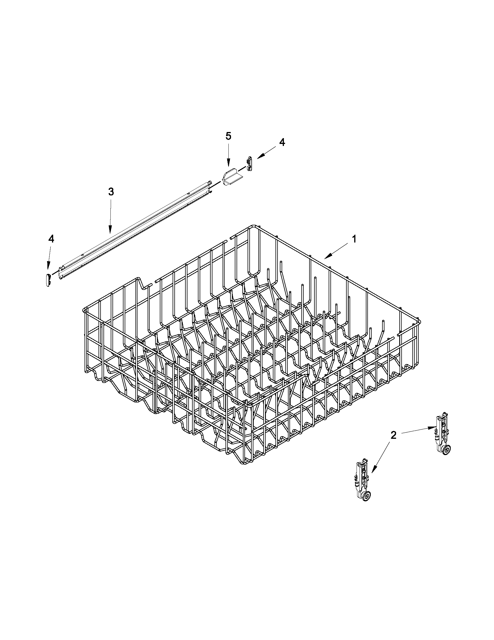 Whirlpool WDF310PAAB2 upper rack and track parts diagram
