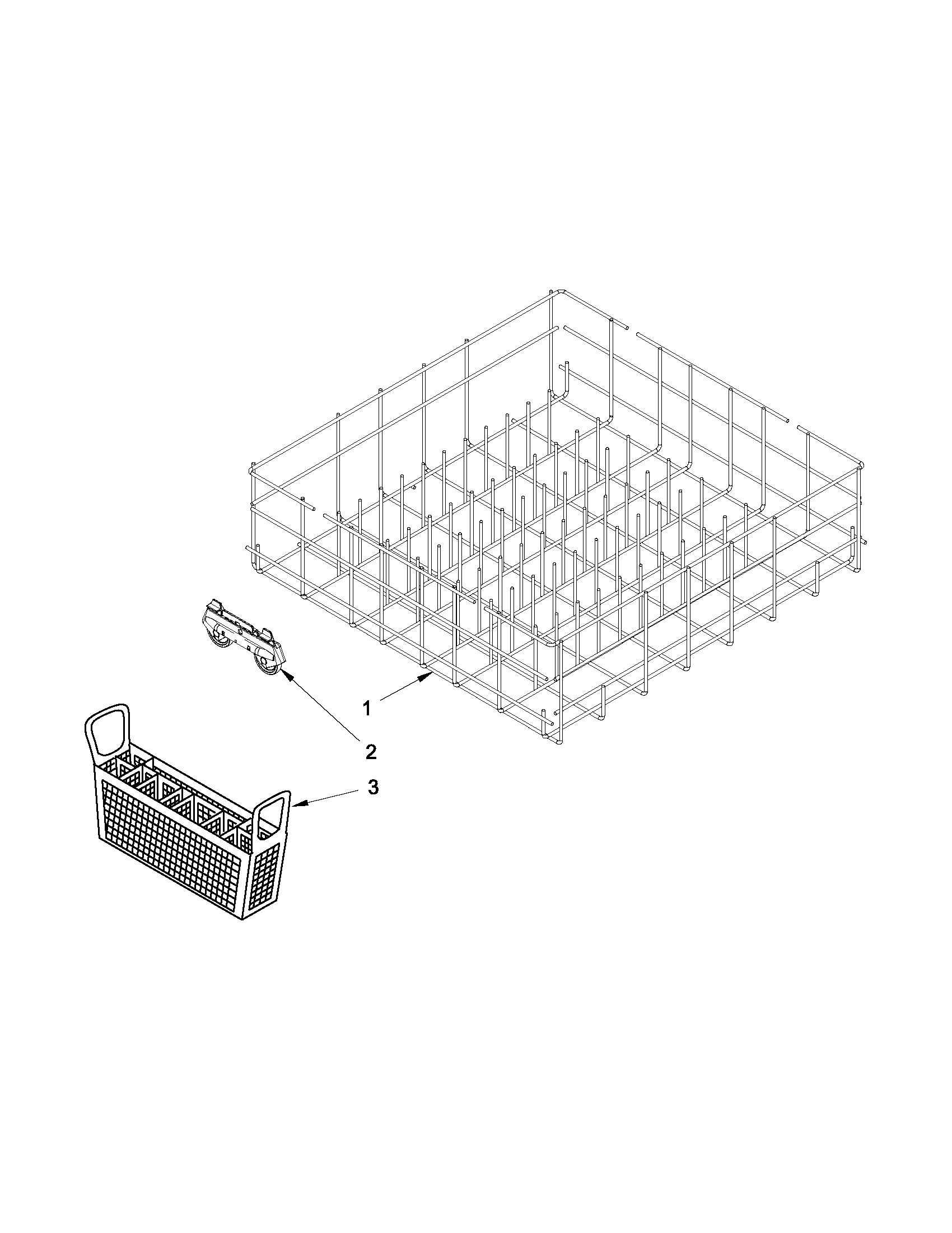 Whirlpool WDF310PAAB2 lower rack parts diagram