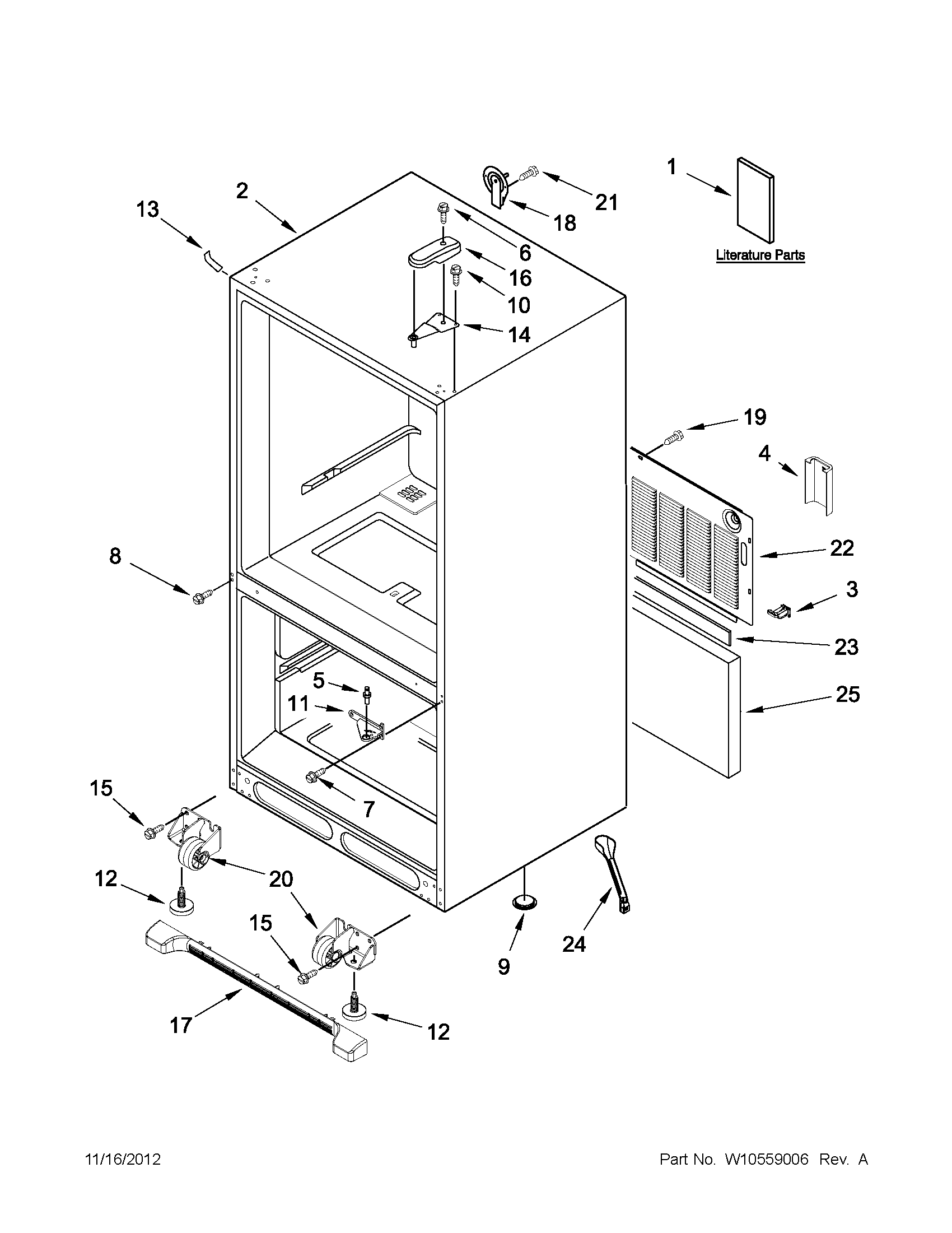 Whirlpool GB9FHDXWB06 cabinet parts diagram
