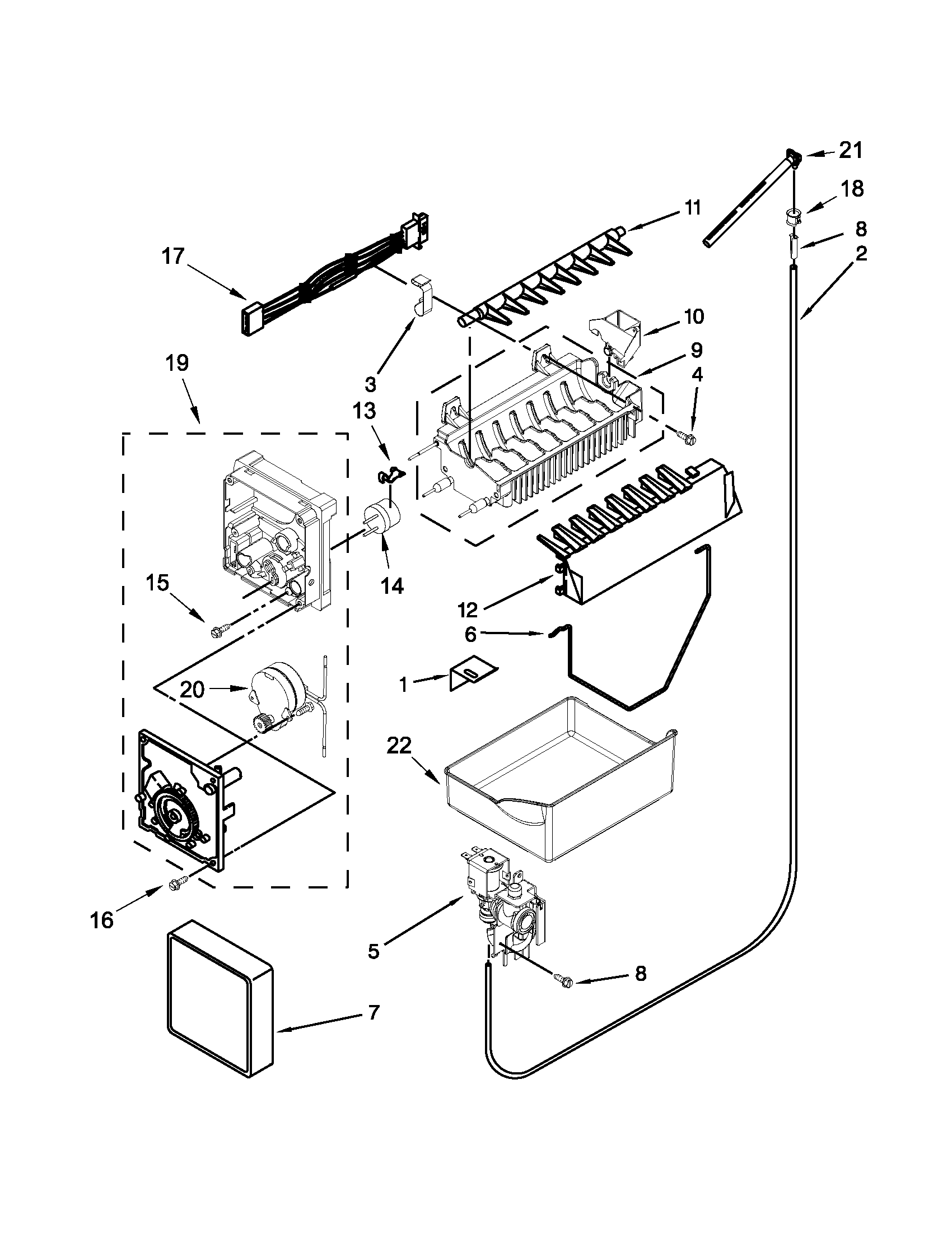 Whirlpool GB9FHDXWB06 icemaker parts diagram