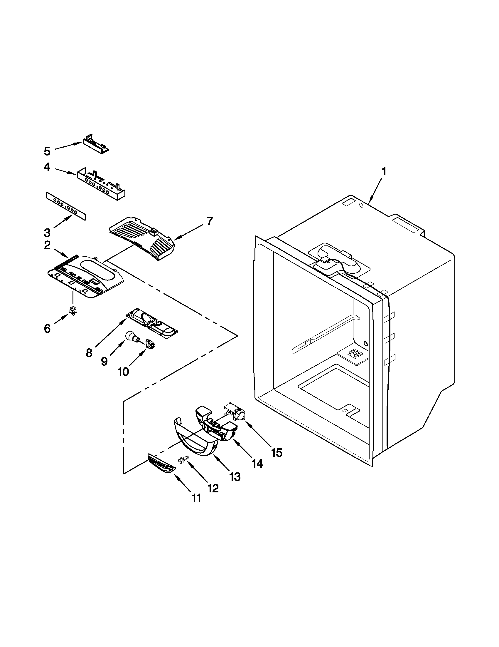 Whirlpool EB9FVBLWS06 refrigerator liner parts diagram
