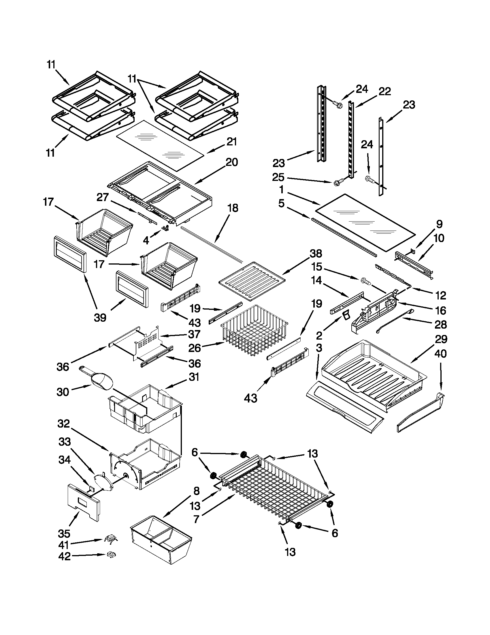 Jenn-Air JFC2290VEP8 shelf parts diagram