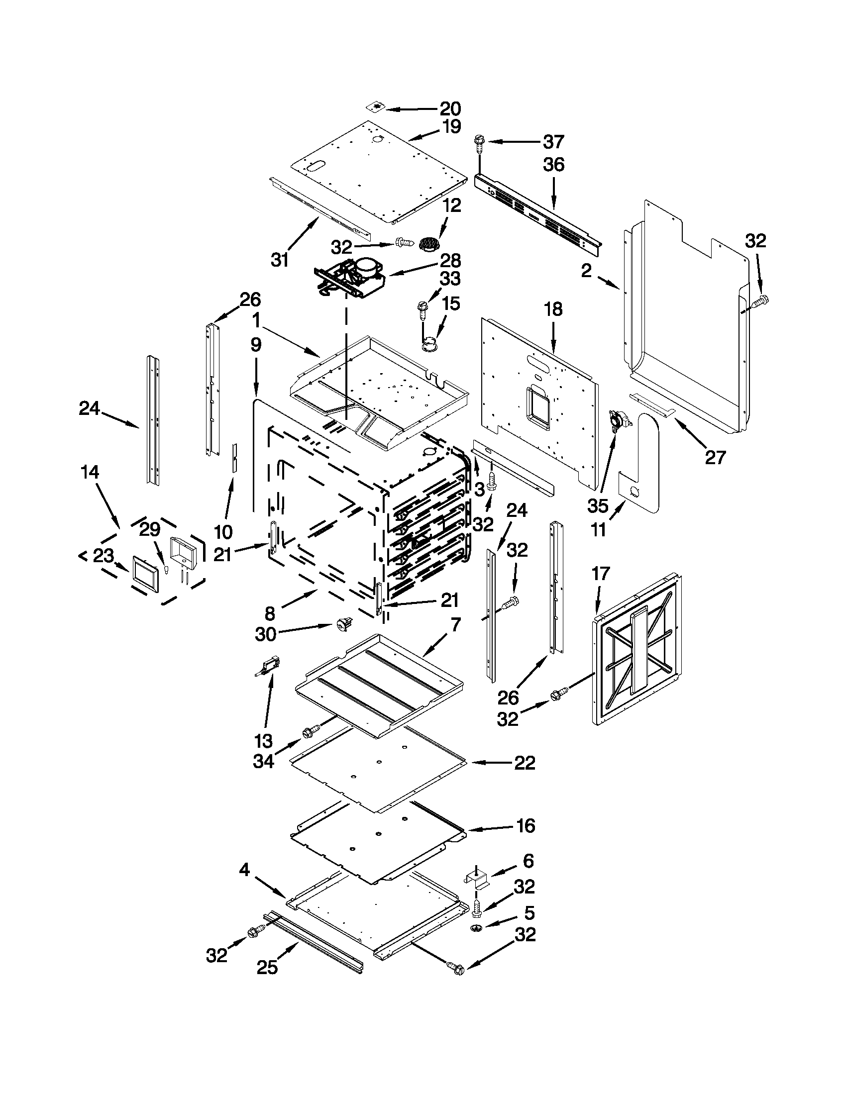 Jenn-Air JJW2427WB02 oven parts diagram