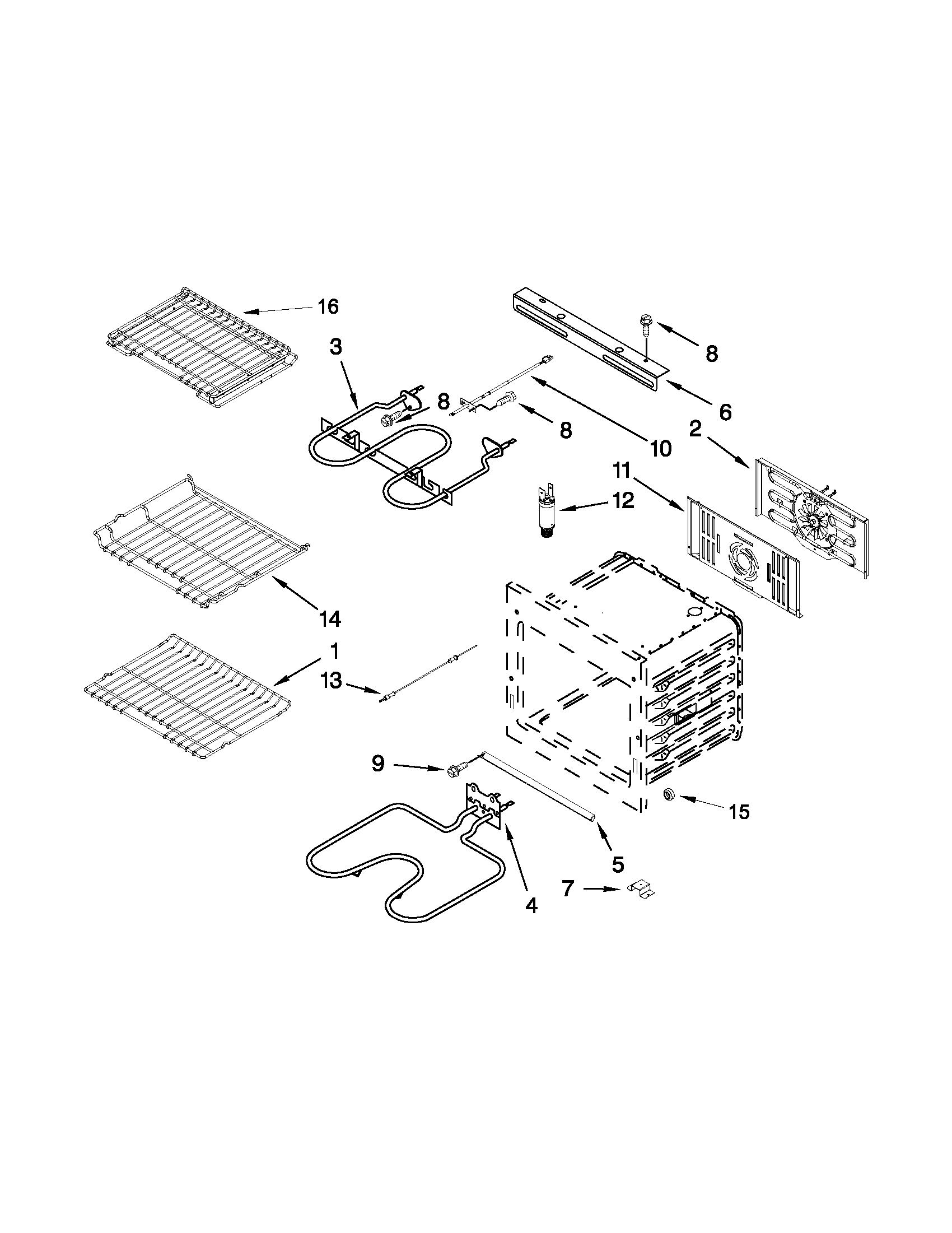 Jenn-Air JJW2427WB02 internal oven parts diagram