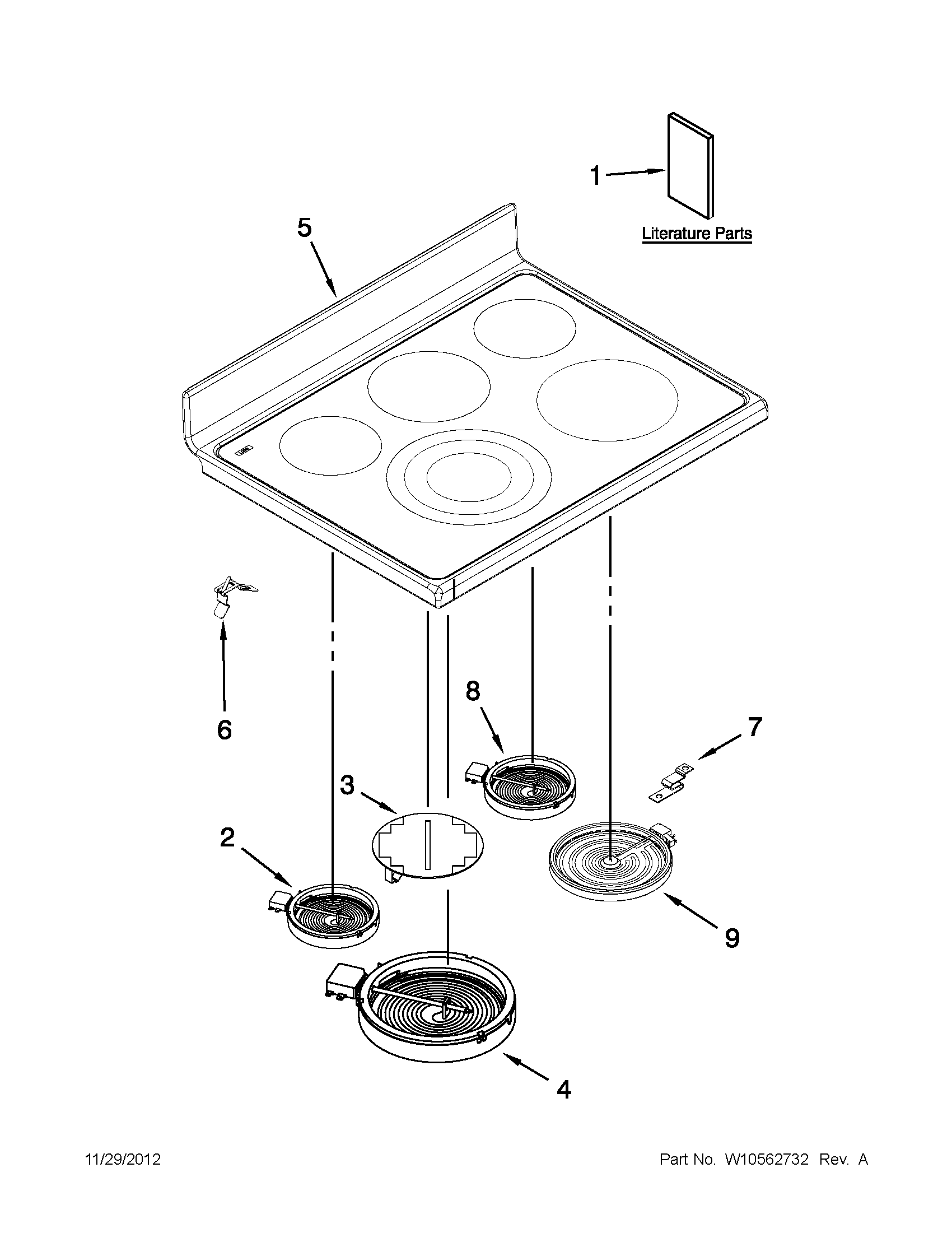Maytag YMET8885XS02 cooktop parts diagram