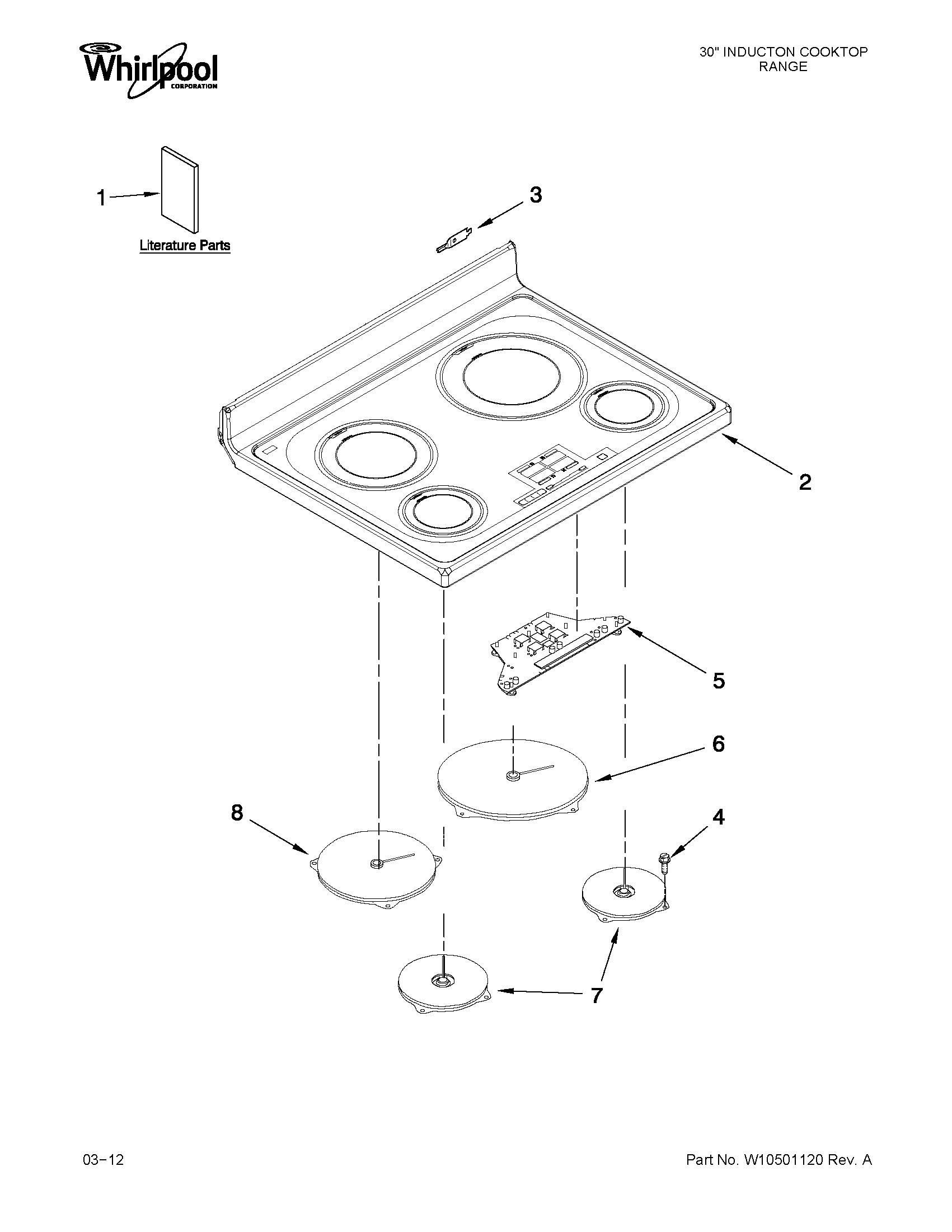 Whirlpool YWFI910H0AS0 cooktop parts diagram
