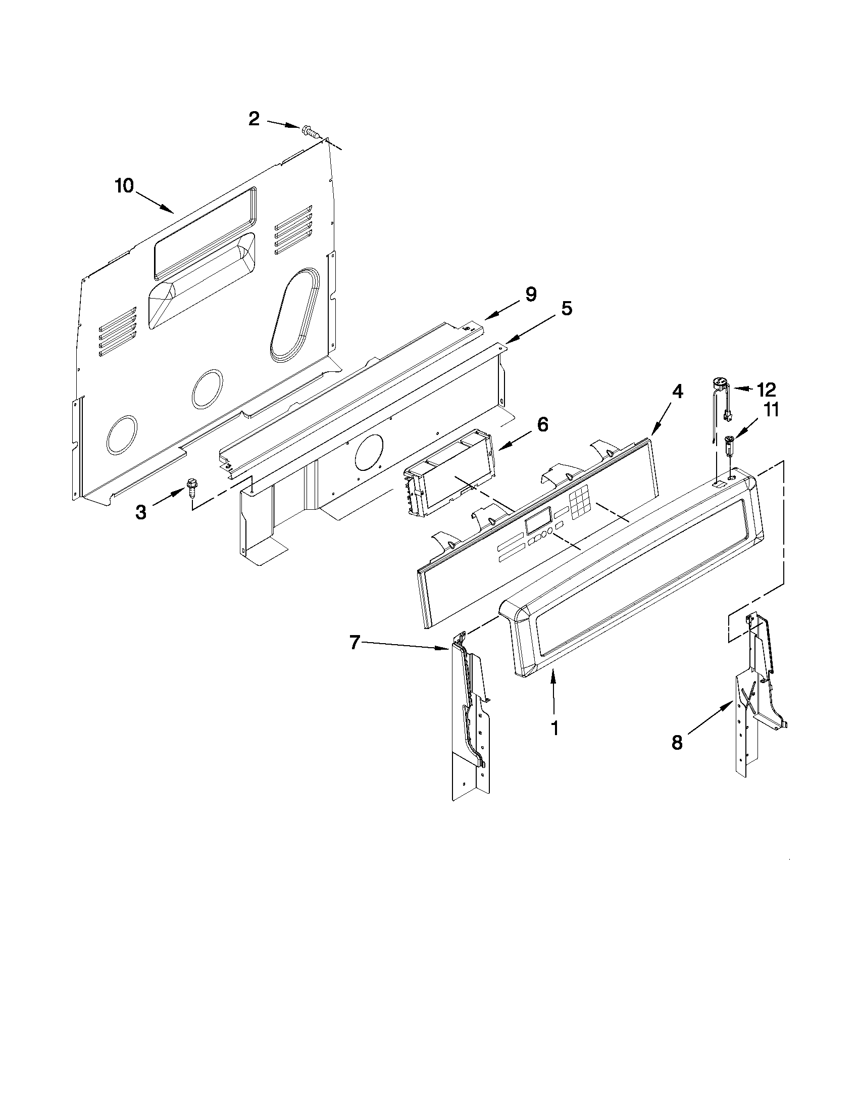 Whirlpool YWFI910H0AS0 control panel parts diagram