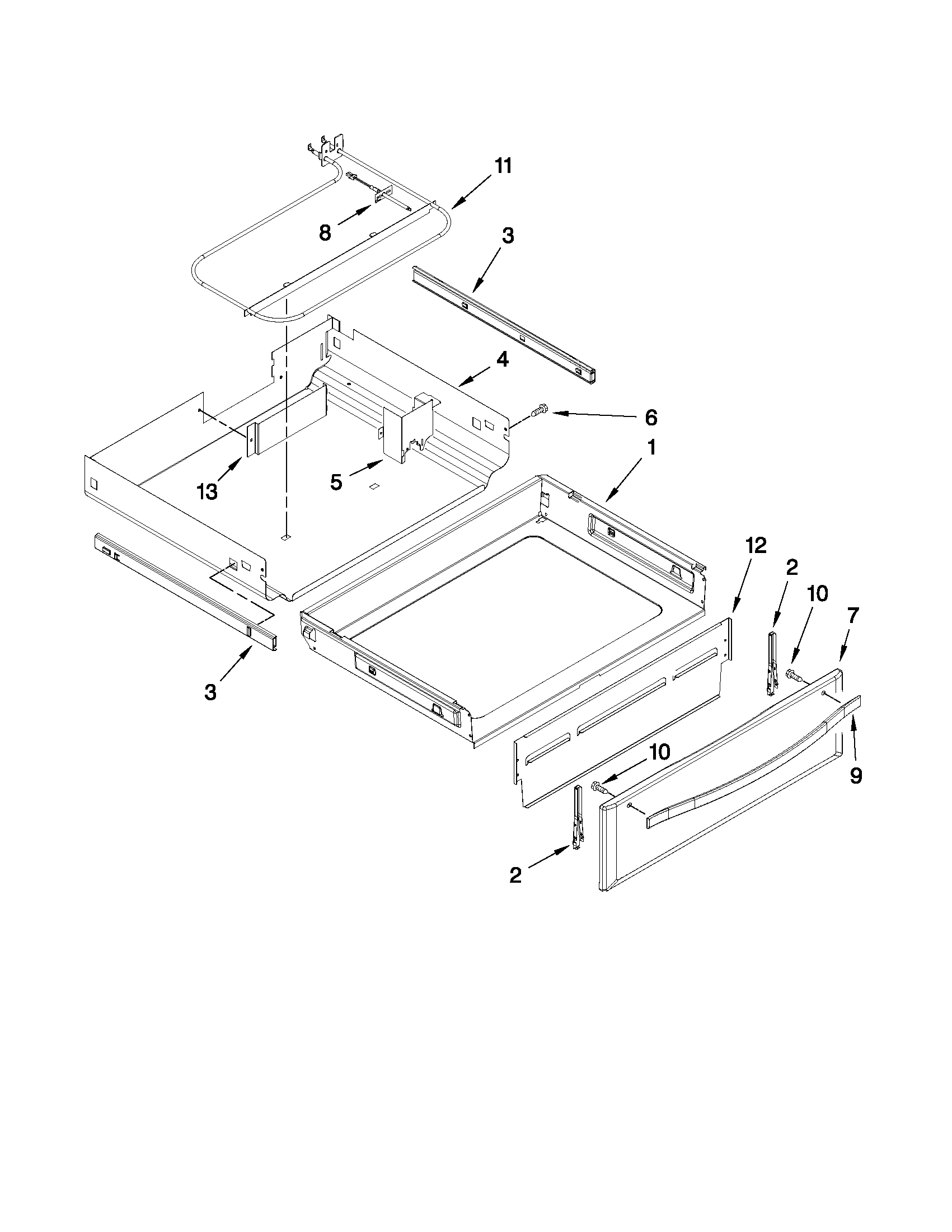 Whirlpool YWFI910H0AS0 drawer parts diagram
