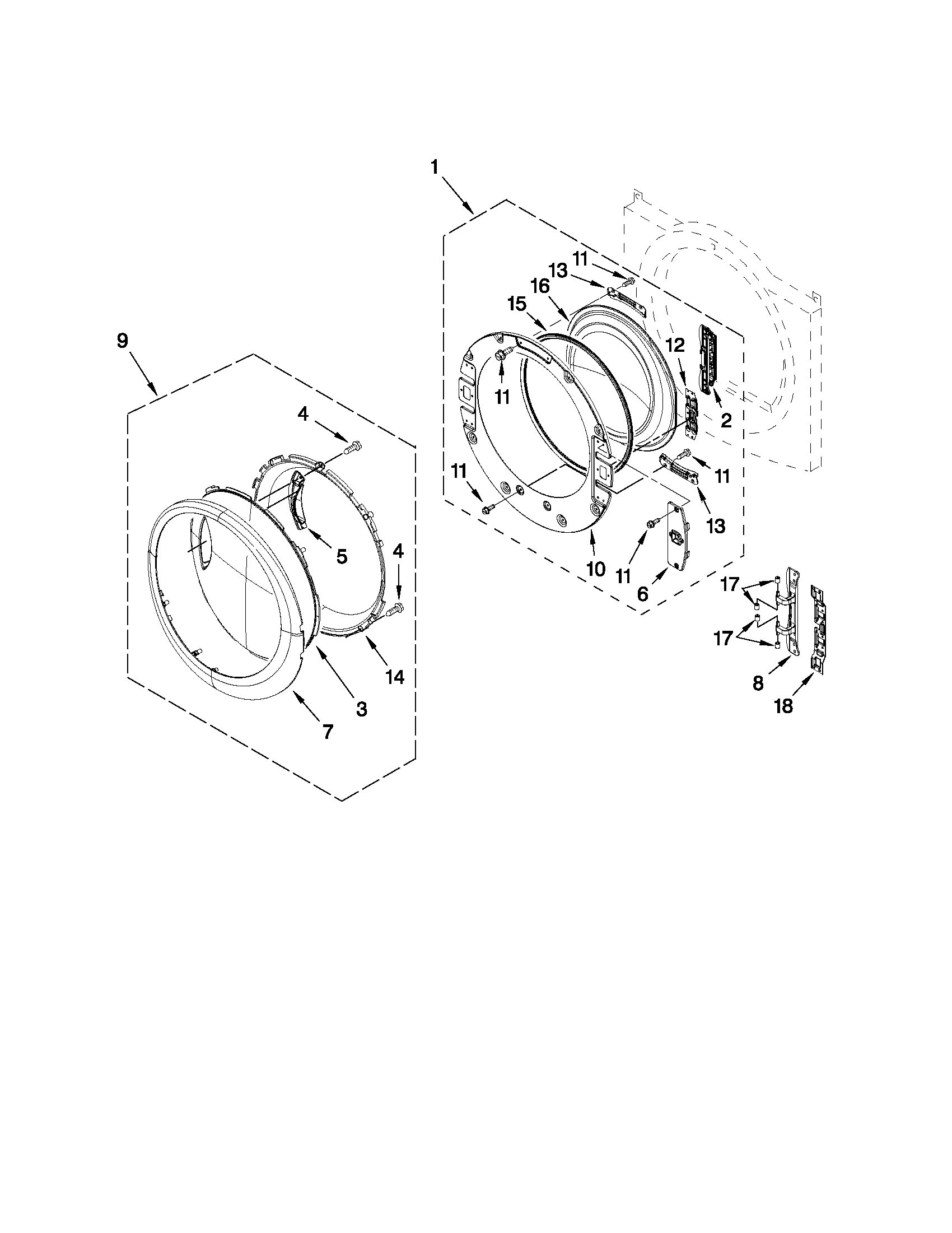 Whirlpool YWED96HEAW0 door parts diagram
