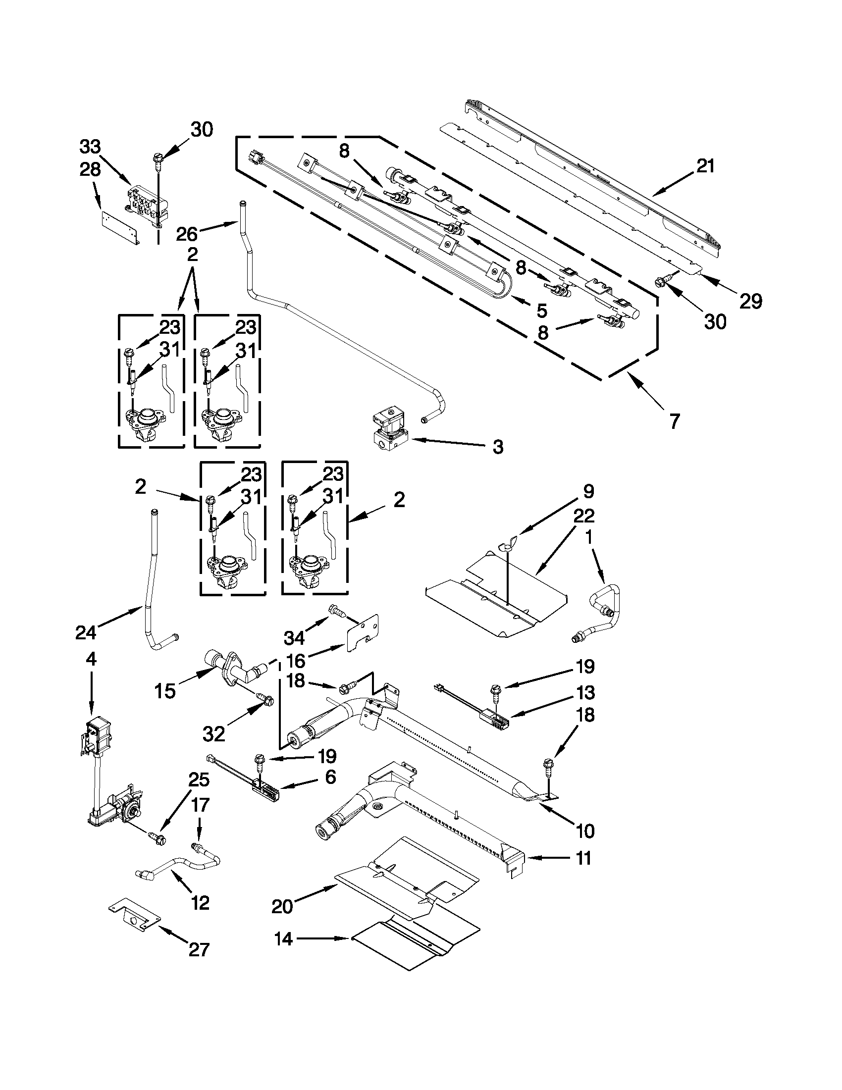 Whirlpool GGG388LXS04 manifold parts diagram