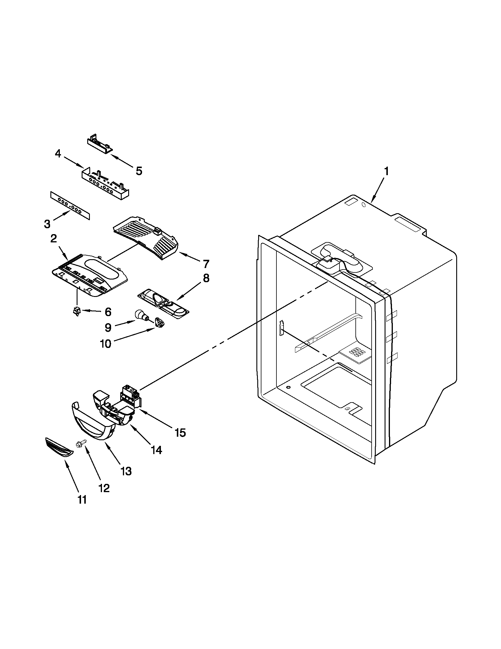 KitchenAid KBRS19KTWH7 refrigerator liner parts diagram