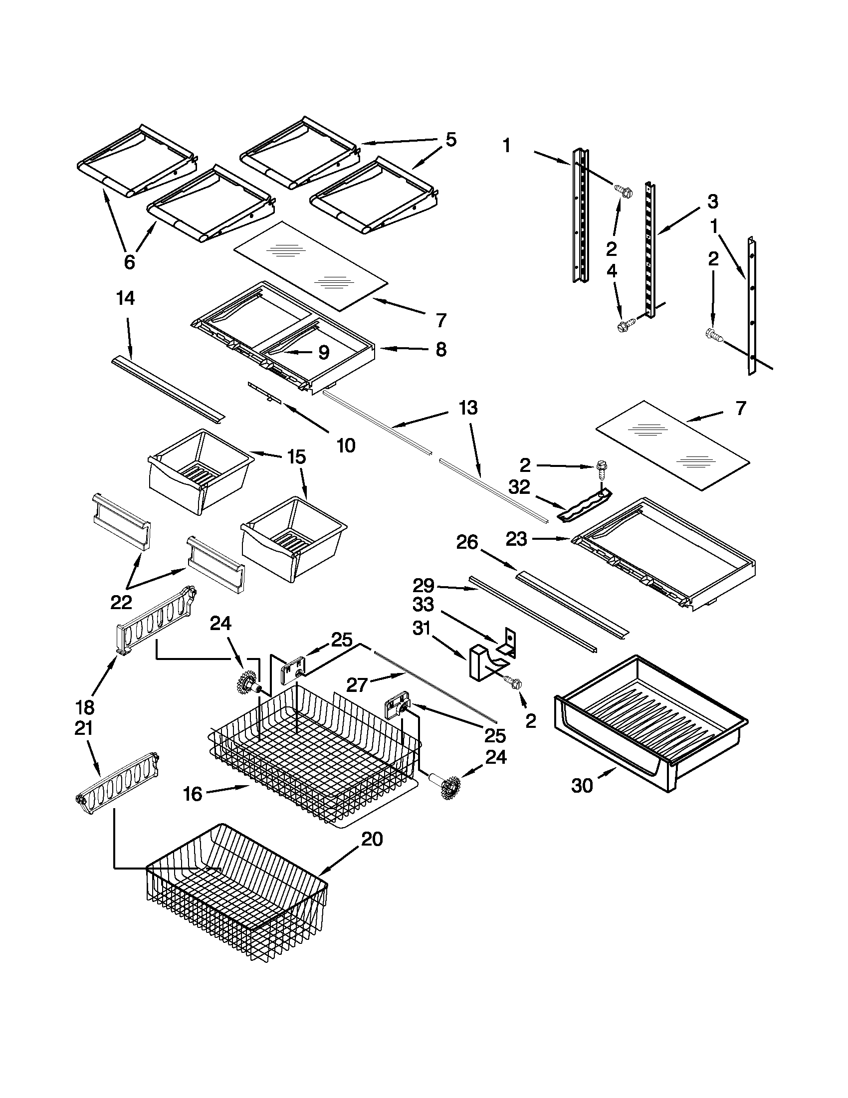 KitchenAid KBRS19KTWH7 shelf parts diagram