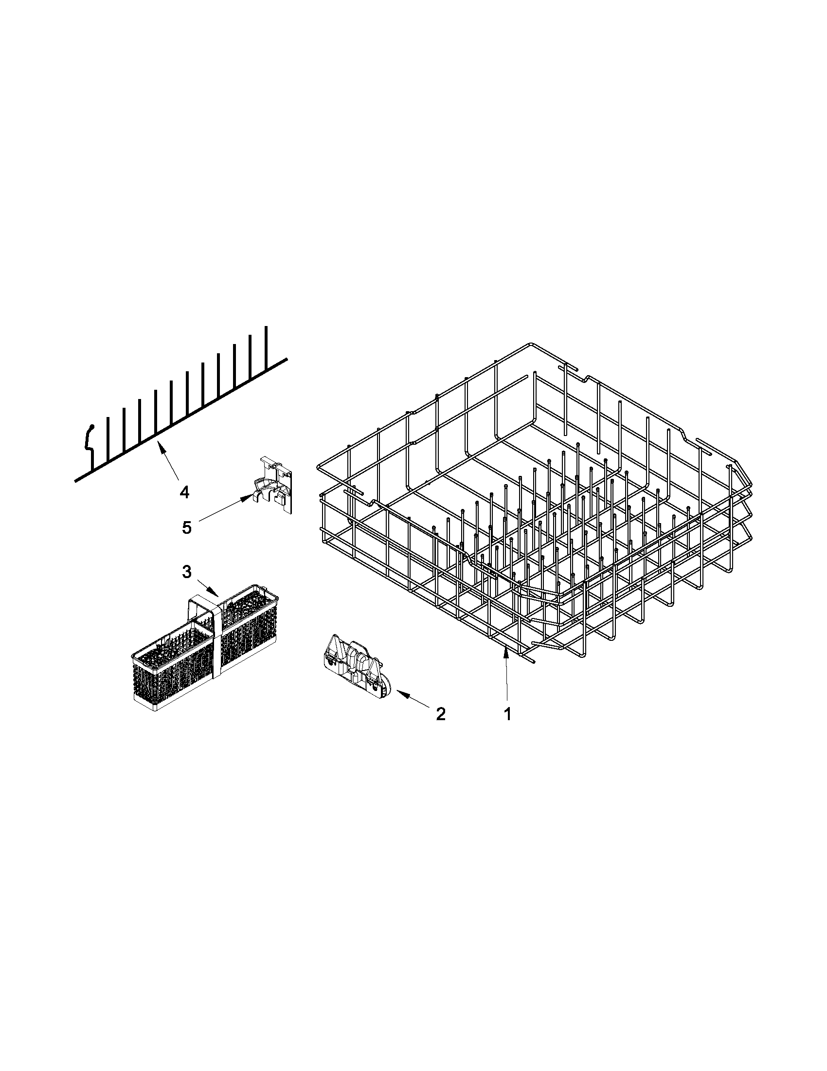 KitchenAid KUDL15FXWH6 lower rack parts diagram