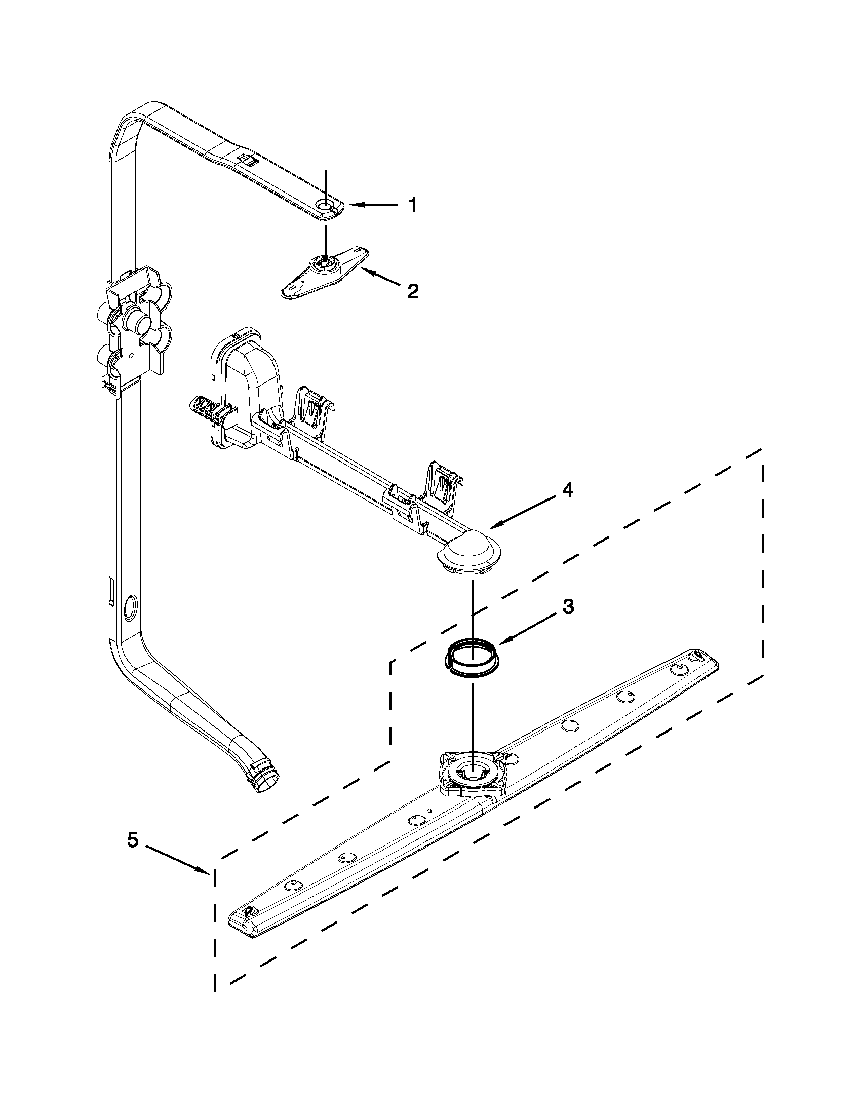 KitchenAid KUDE20FBWH0 upper wash and rinse parts diagram