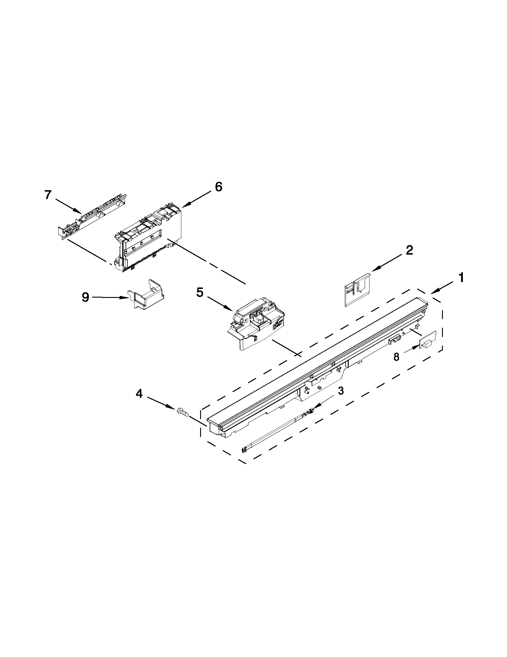 Jenn-Air JDB8000AWB1 control panel and latch parts diagram