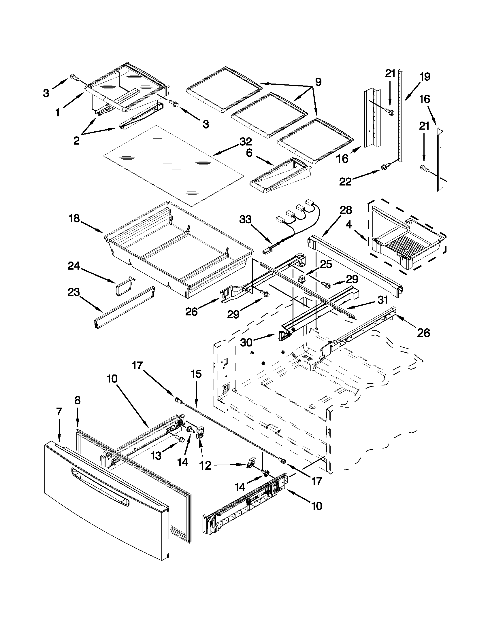 Maytag MFX2570AEW5 shelf parts diagram