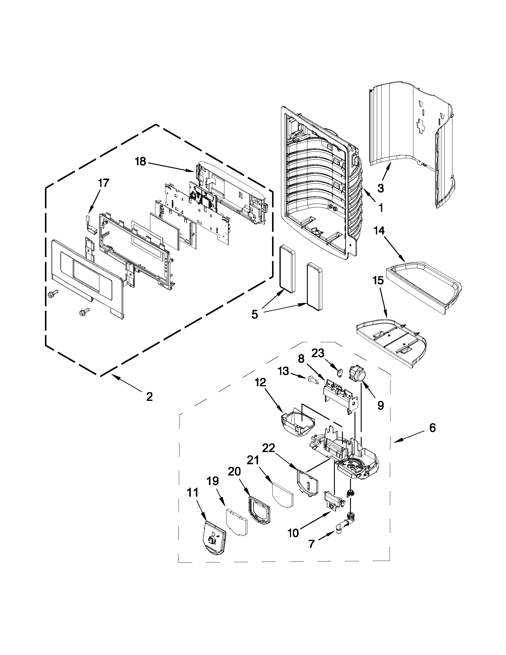 Maytag MFX2570AEW5 dispenser front parts diagram