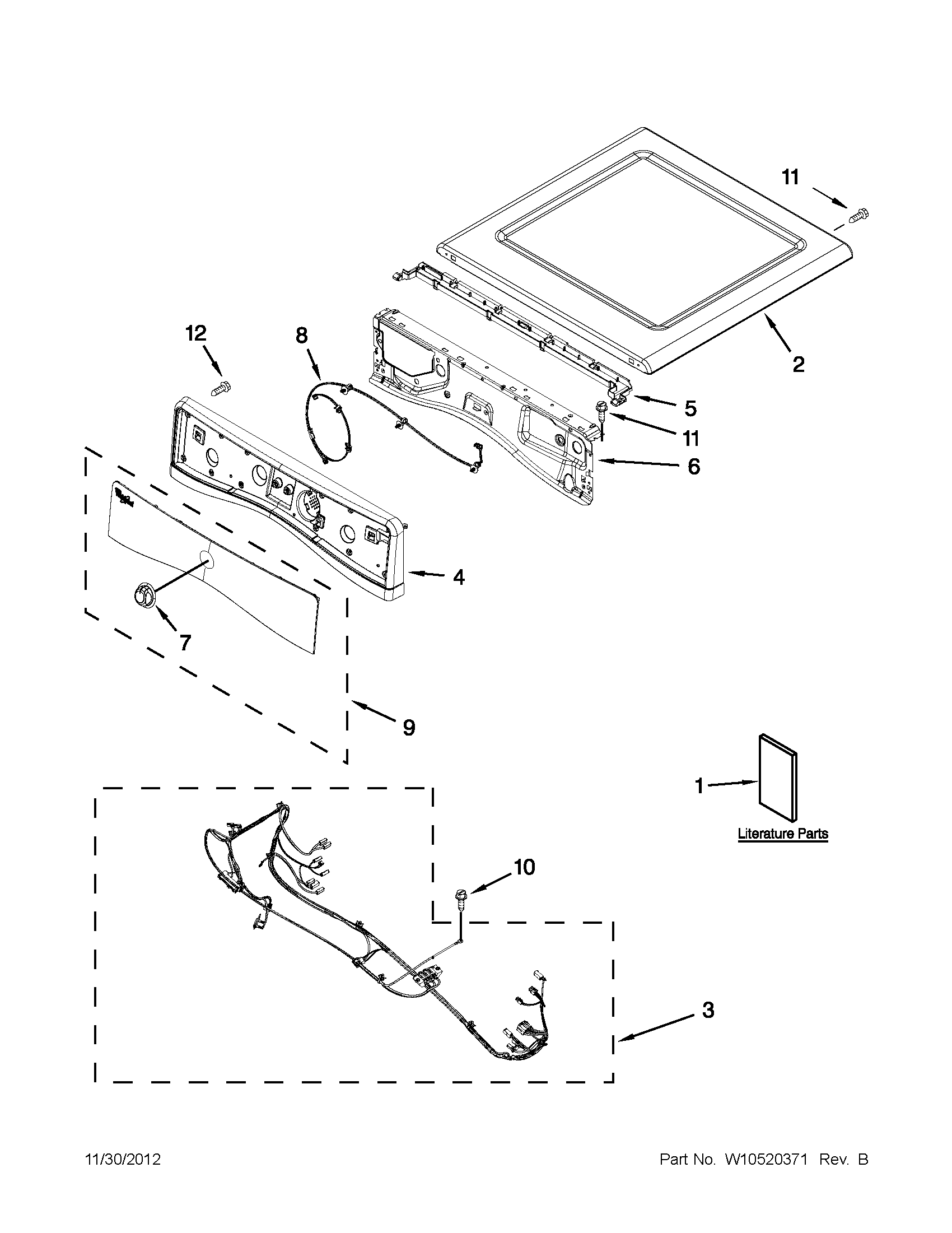 Whirlpool YWED88HEAC0 top and console parts diagram