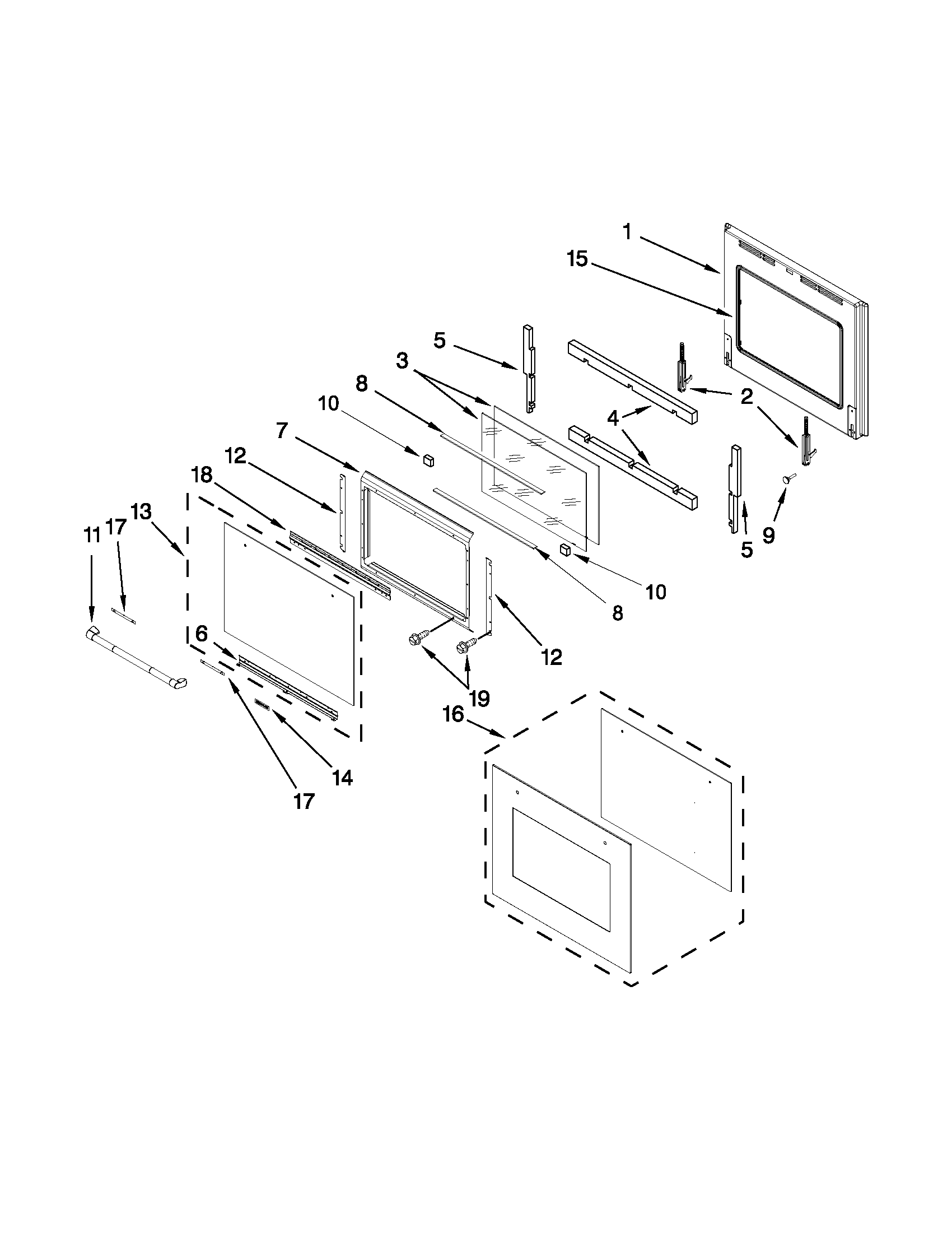 Jenn-Air JJW2430WP00 oven door parts diagram