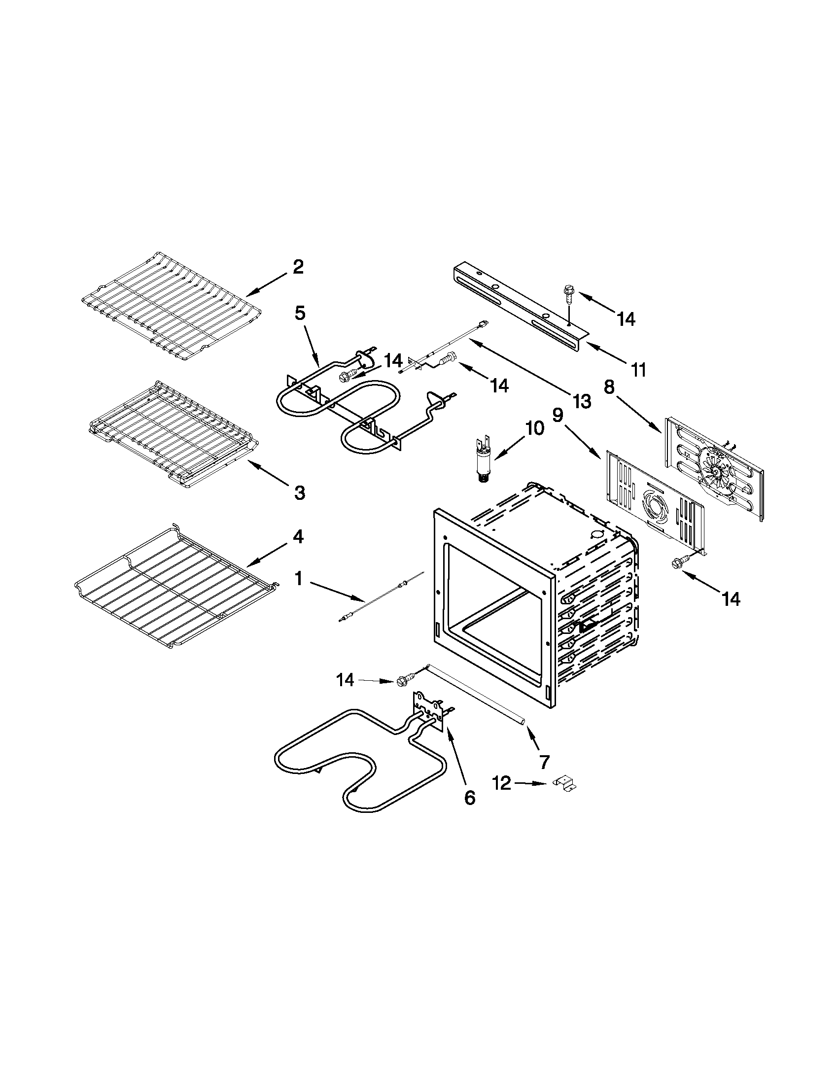 Jenn-Air JJW2430WP00 internal oven parts diagram