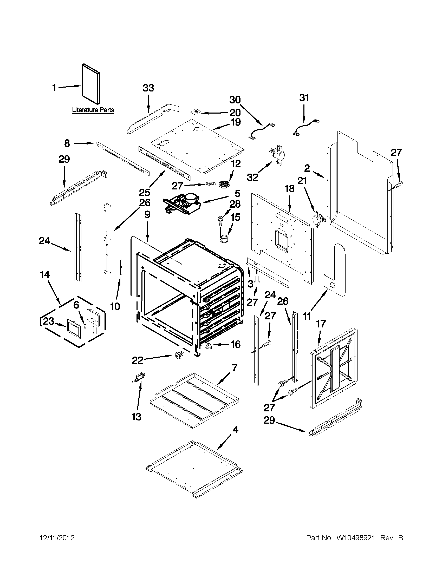 Jenn-Air JJW3830WB01 upper oven parts diagram