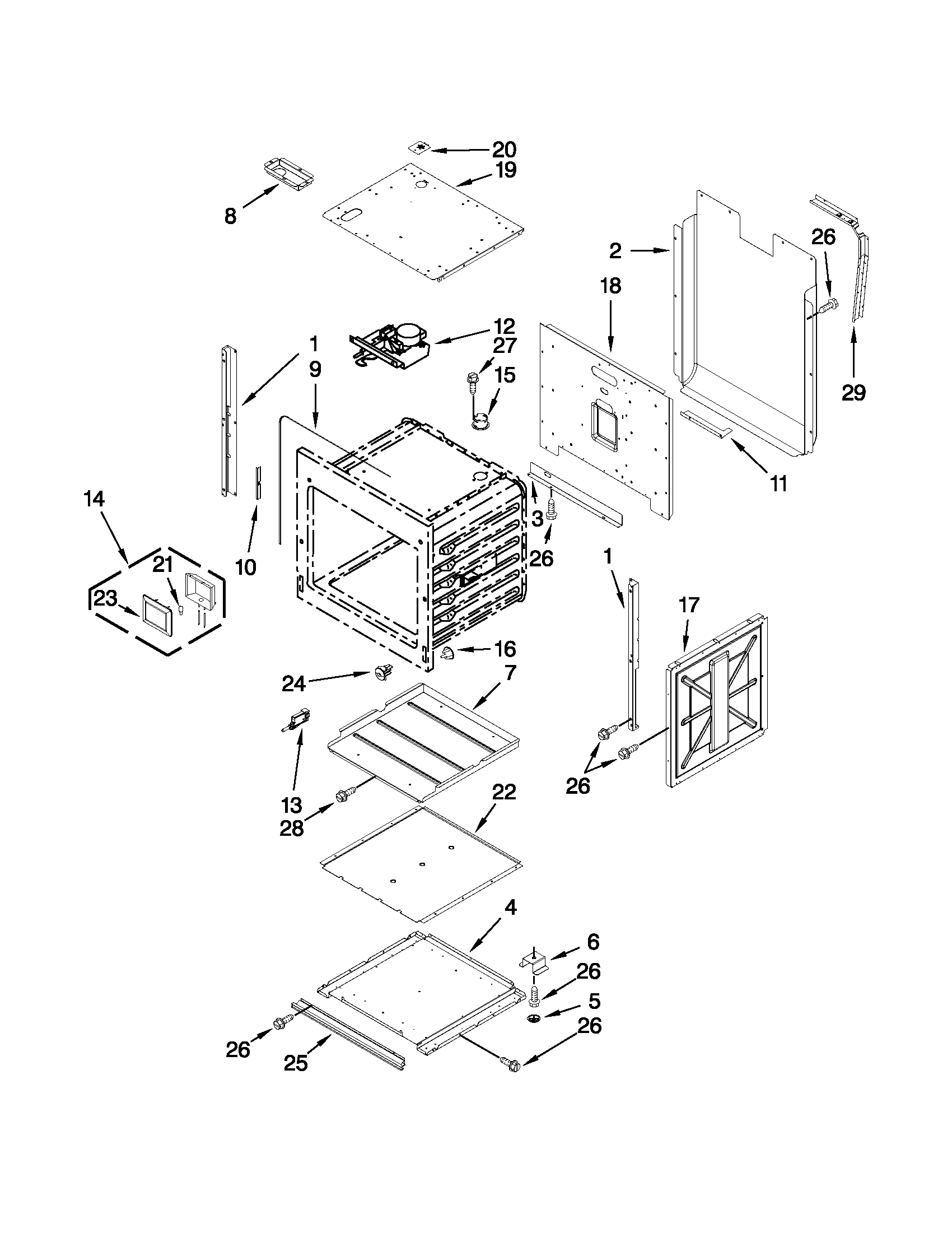 Jenn-Air JJW3830WB01 lower oven parts diagram