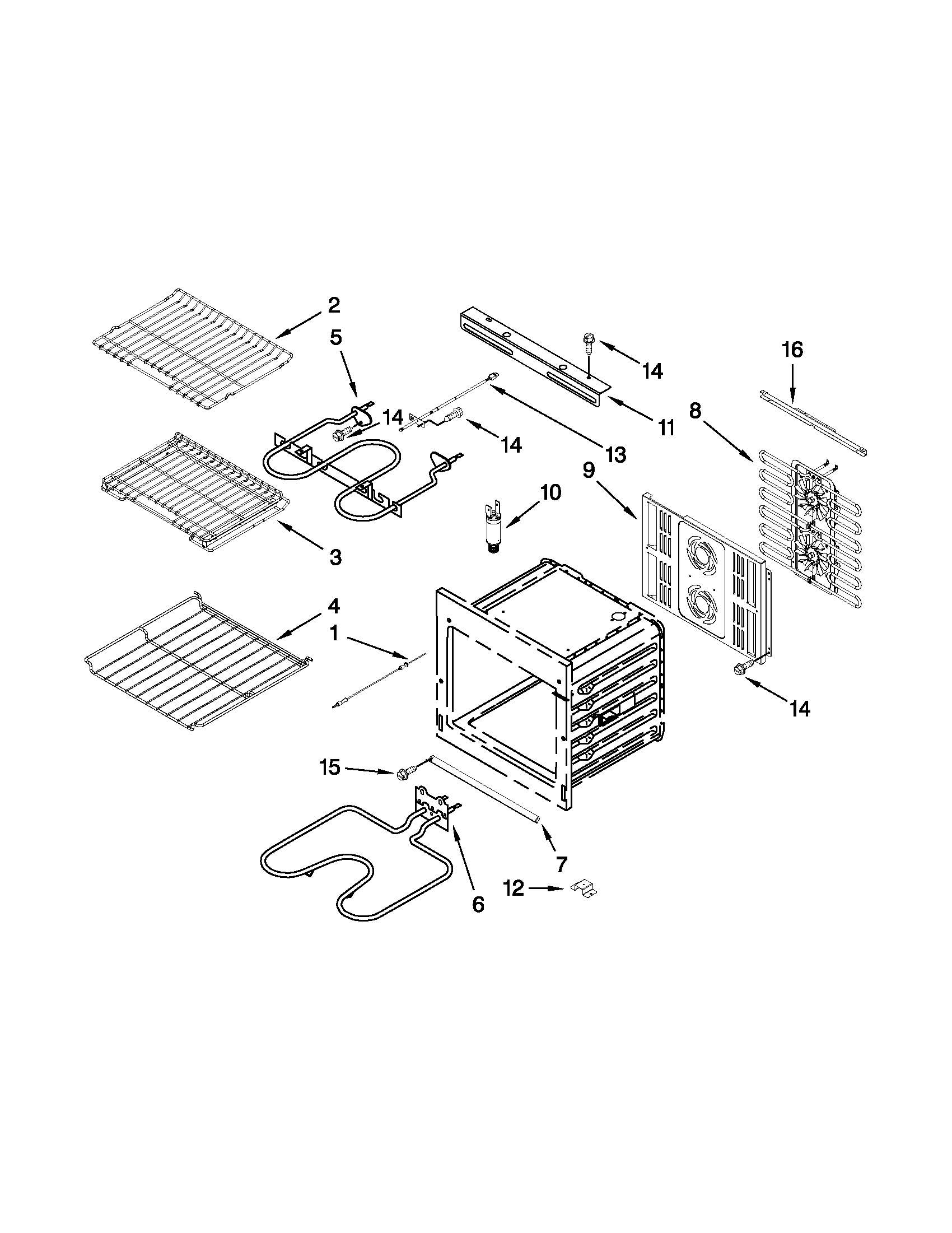 Jenn-Air JJW3830WB01 internal oven parts diagram