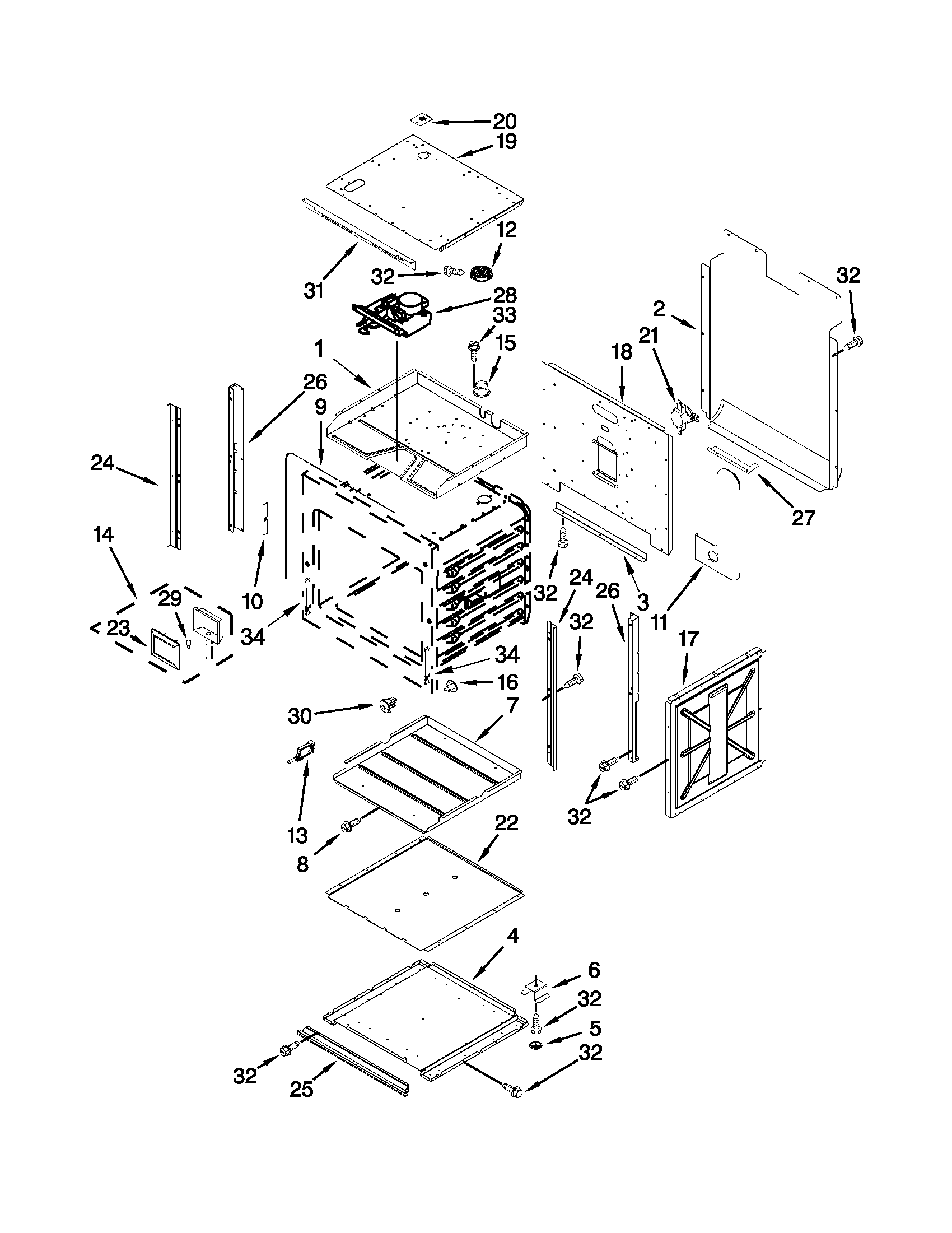 Jenn-Air JJW2430WB02 oven parts diagram