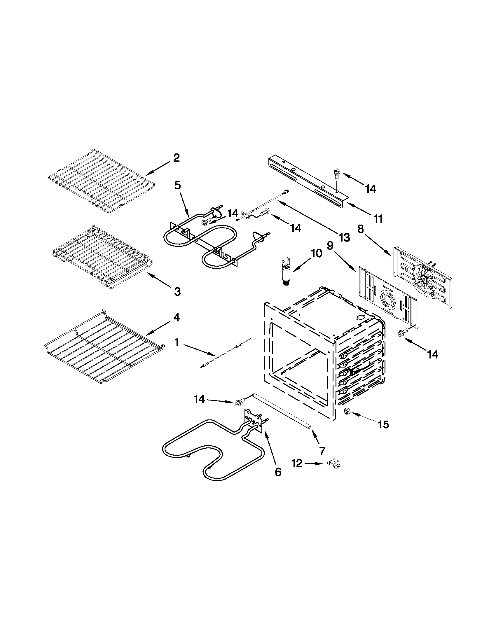 Jenn-Air JJW2430WB02 internal oven parts diagram