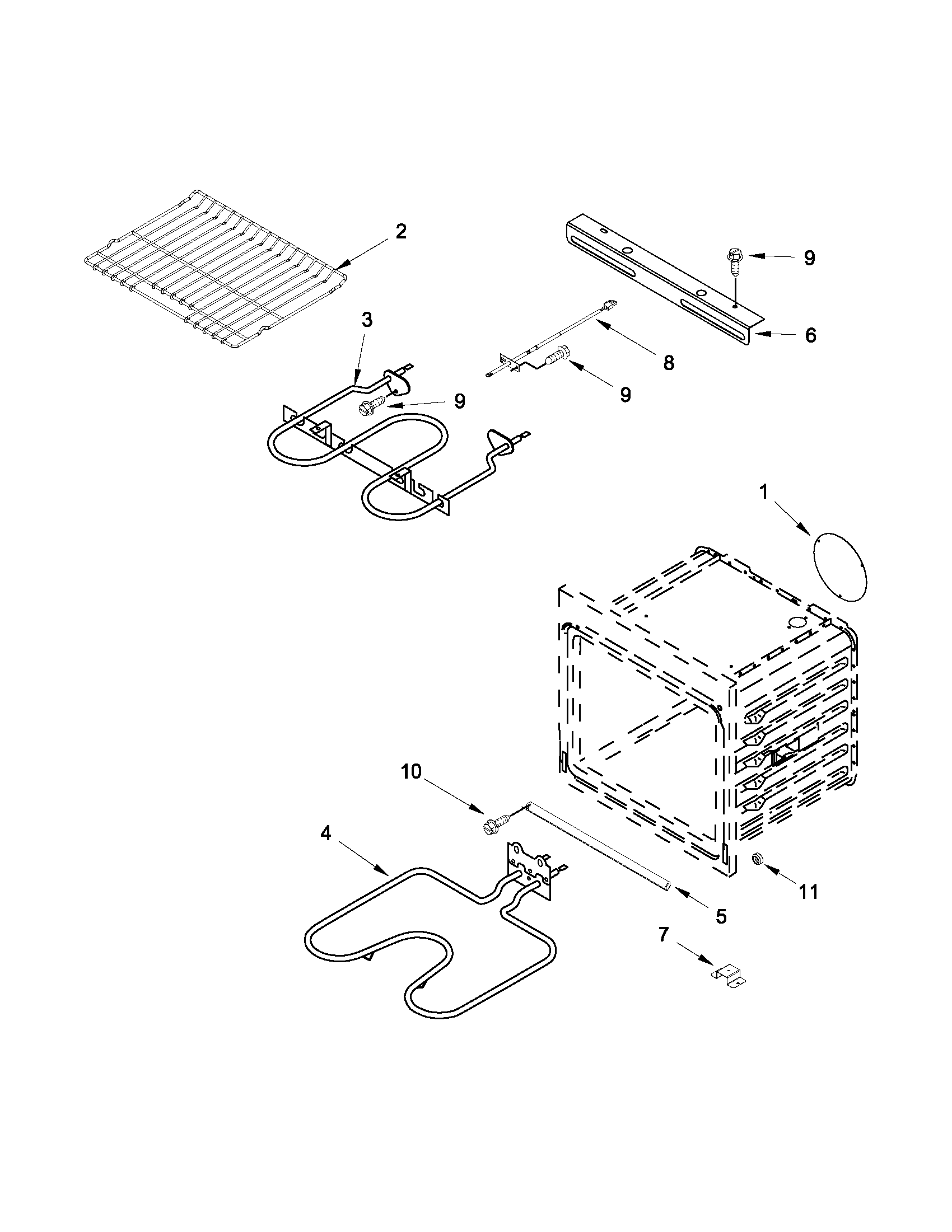 Jenn-Air JJW2530WS01 internal oven parts diagram