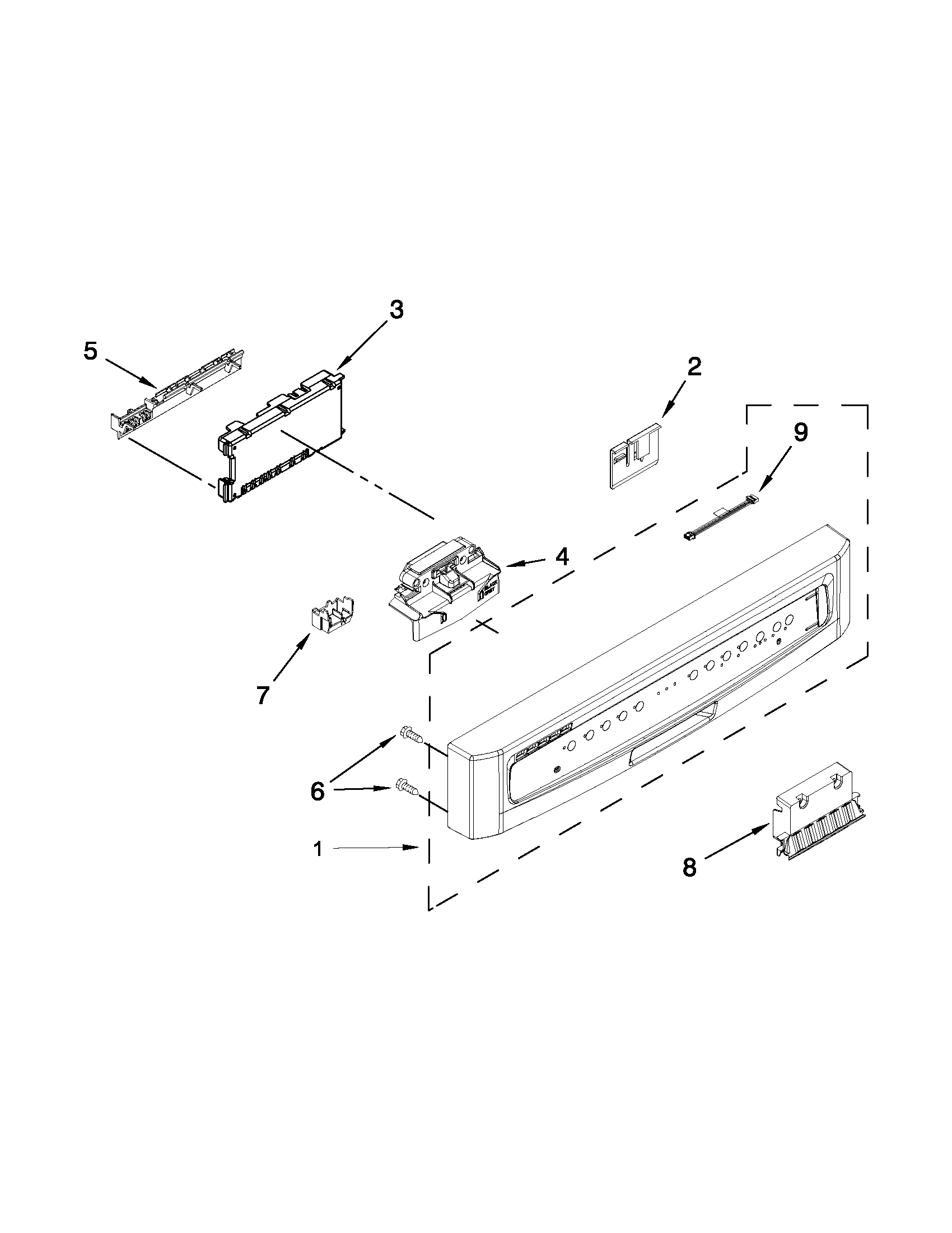 Maytag MDB7749SBM0 control panel and latch parts diagram