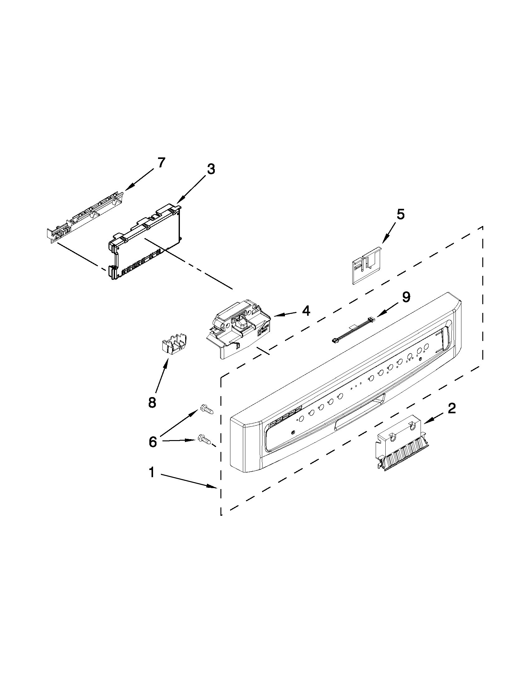 Maytag MDB8949SBW0 control panel and latch parts diagram