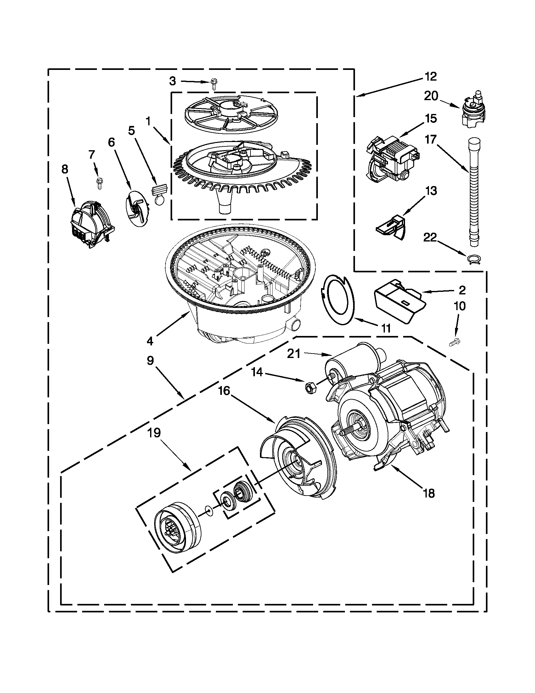 Maytag MDB8949SBW0 pump and motor parts diagram