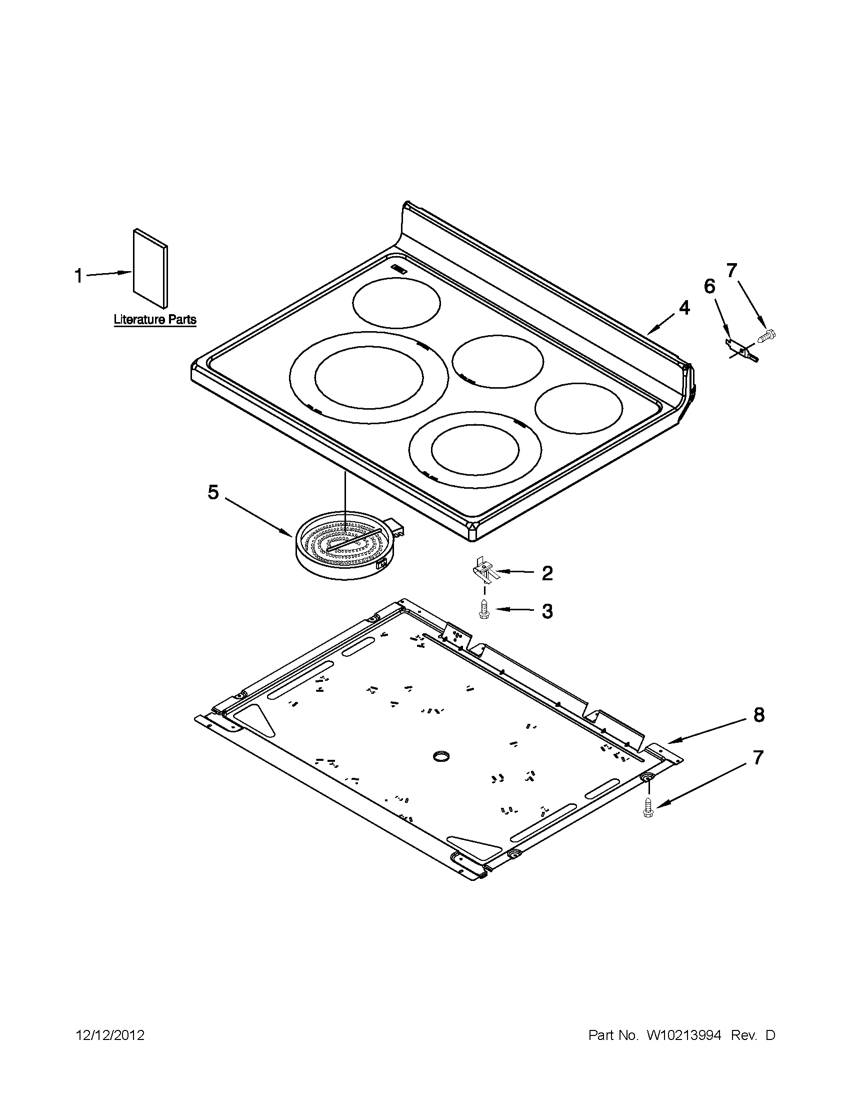 Whirlpool YWFE381LVB0 cooktop parts diagram