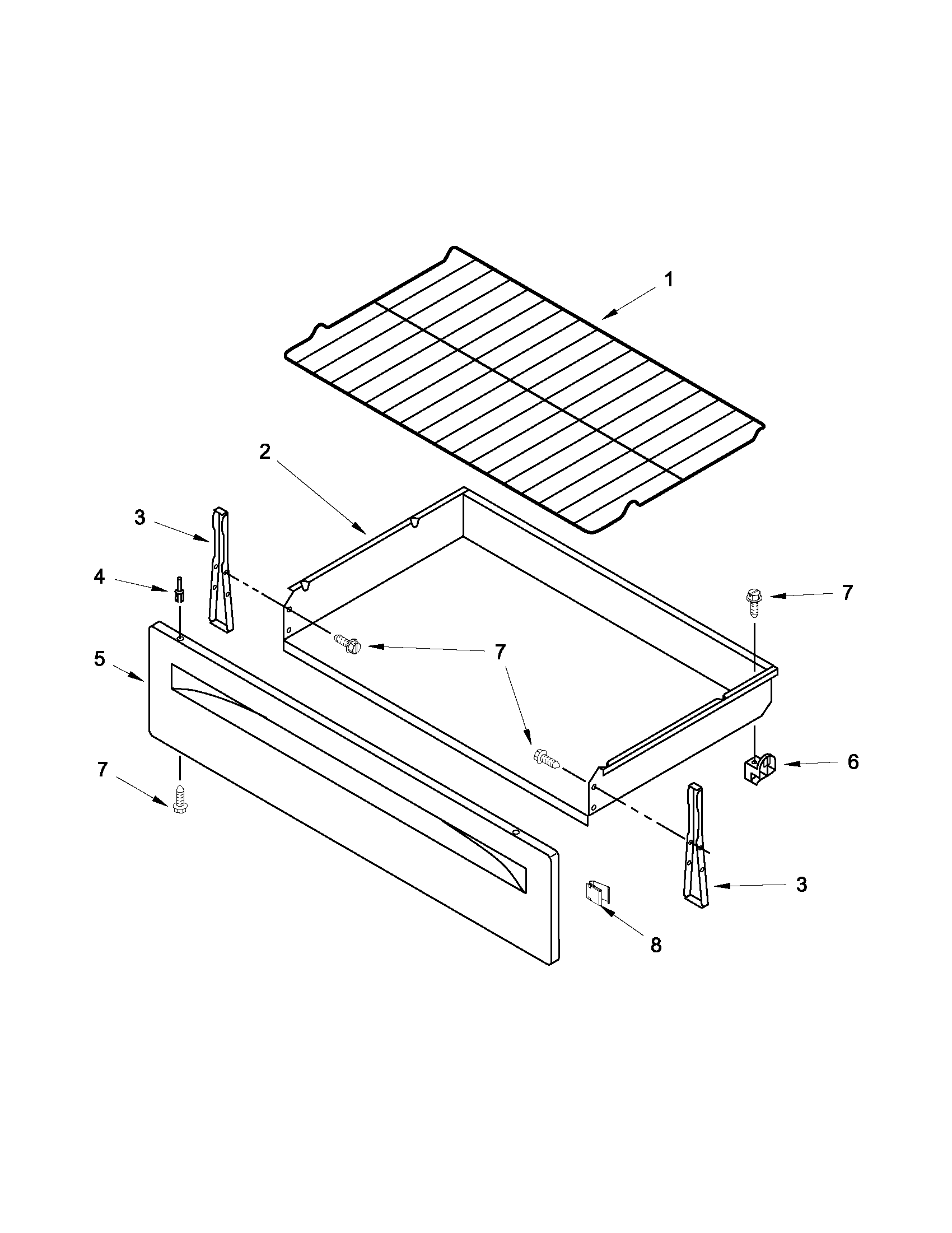 Whirlpool YWFE381LVB0 drawer & broiler parts diagram