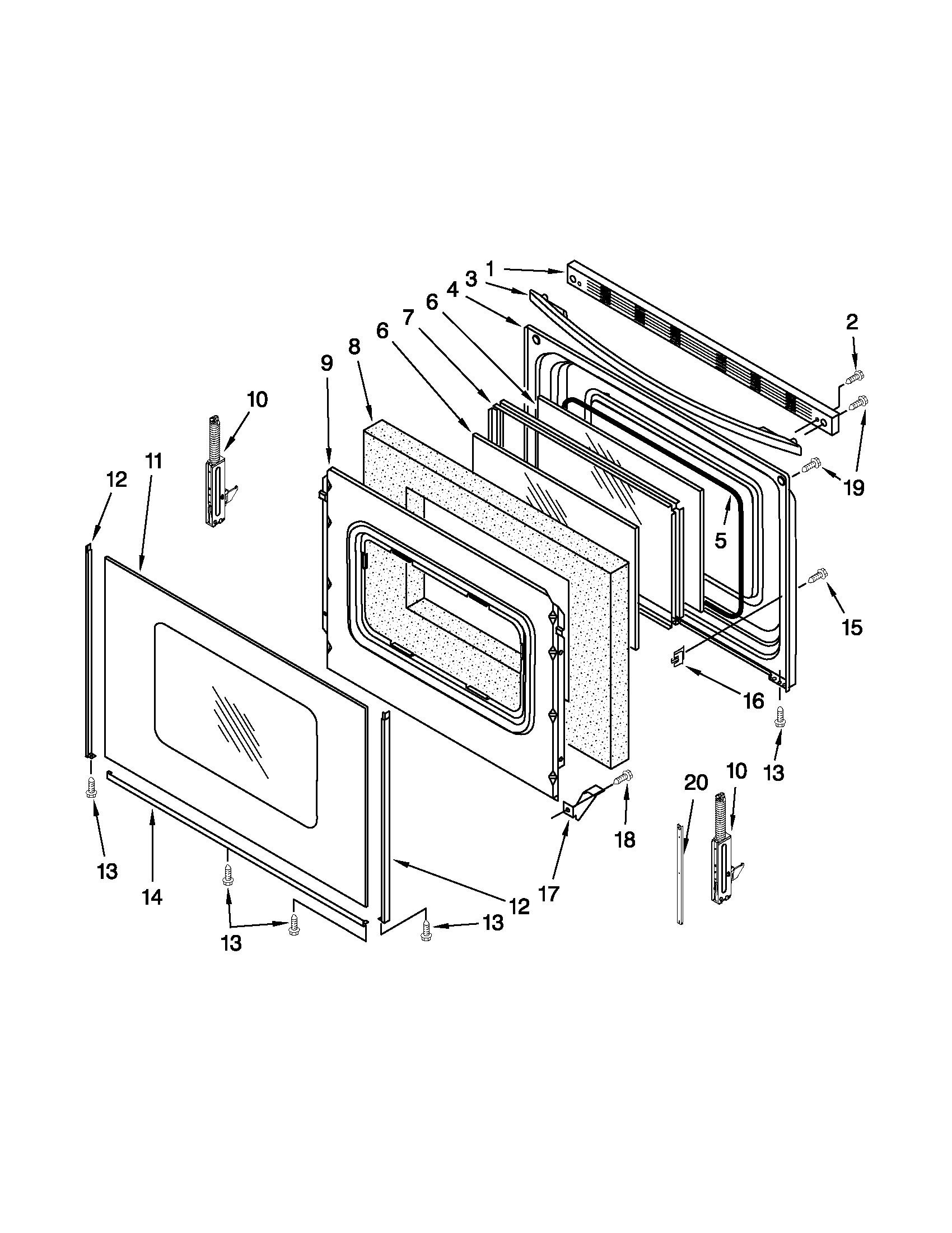 Whirlpool YWFE381LVB0 door parts diagram
