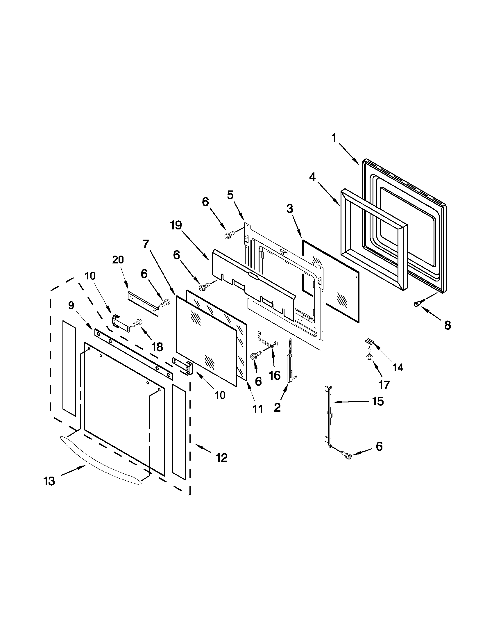 KitchenAid KEBC247VBL02 oven door parts diagram