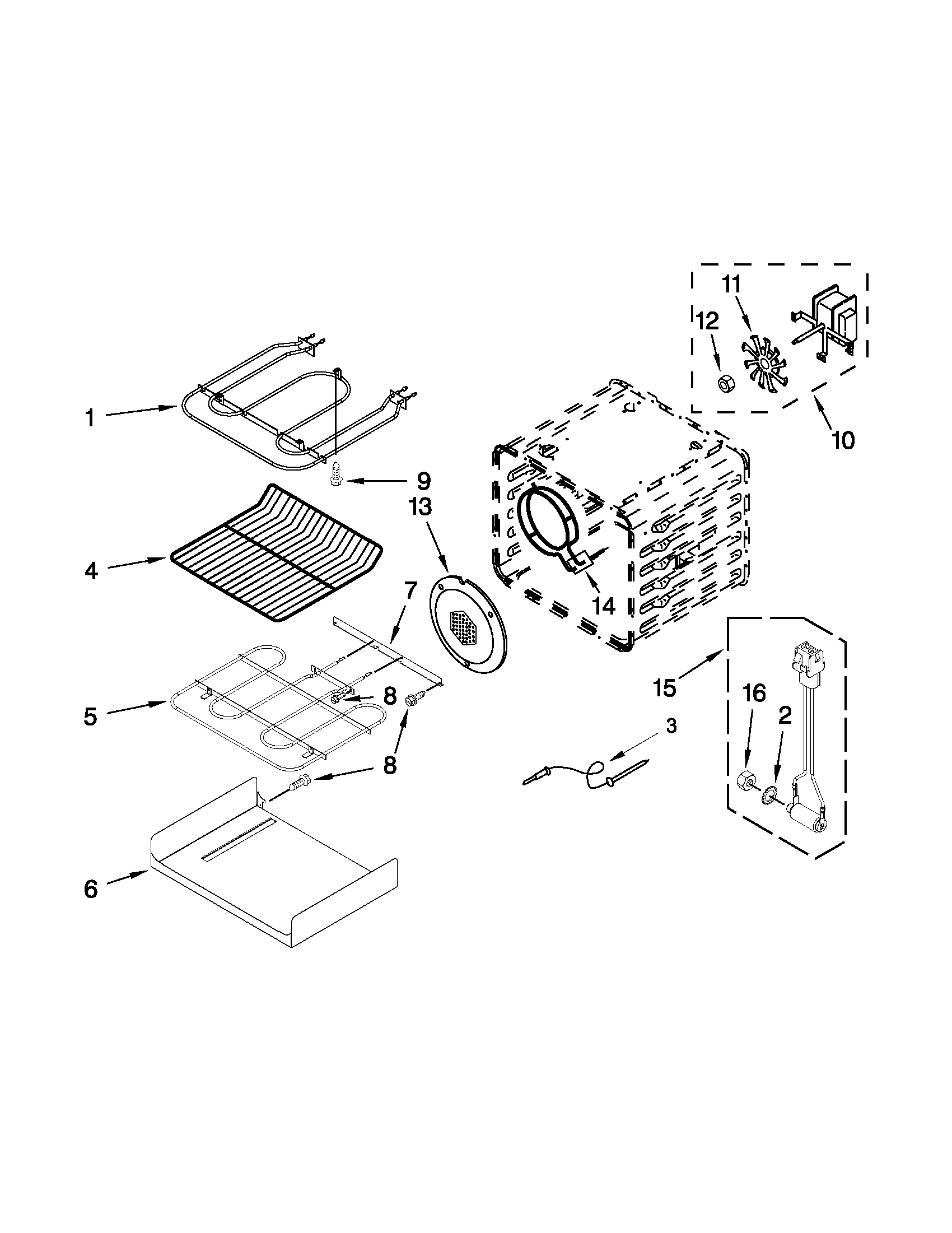 KitchenAid KEBC247VBL02 internal oven parts diagram