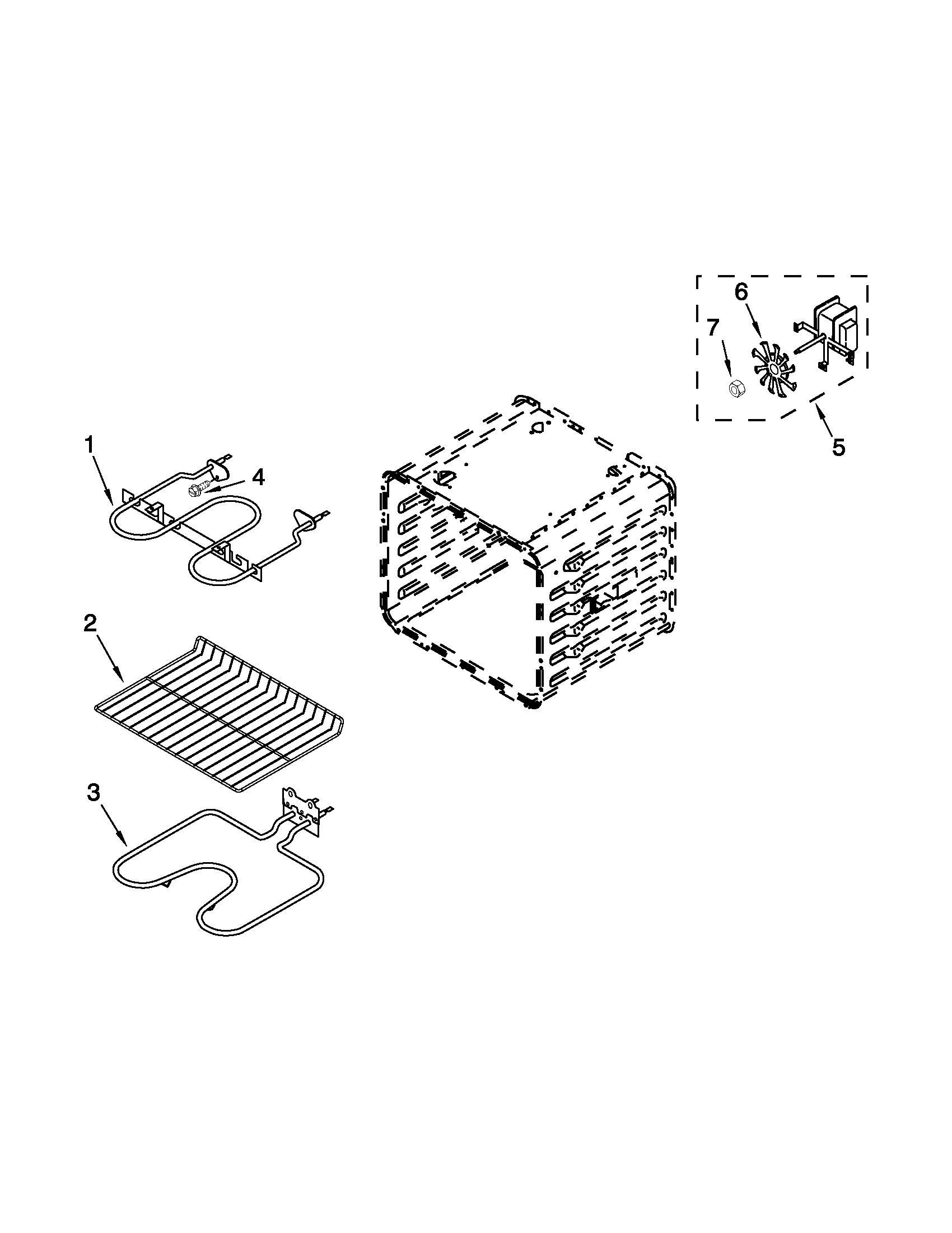 Whirlpool RBS307PVS03 internal oven parts diagram