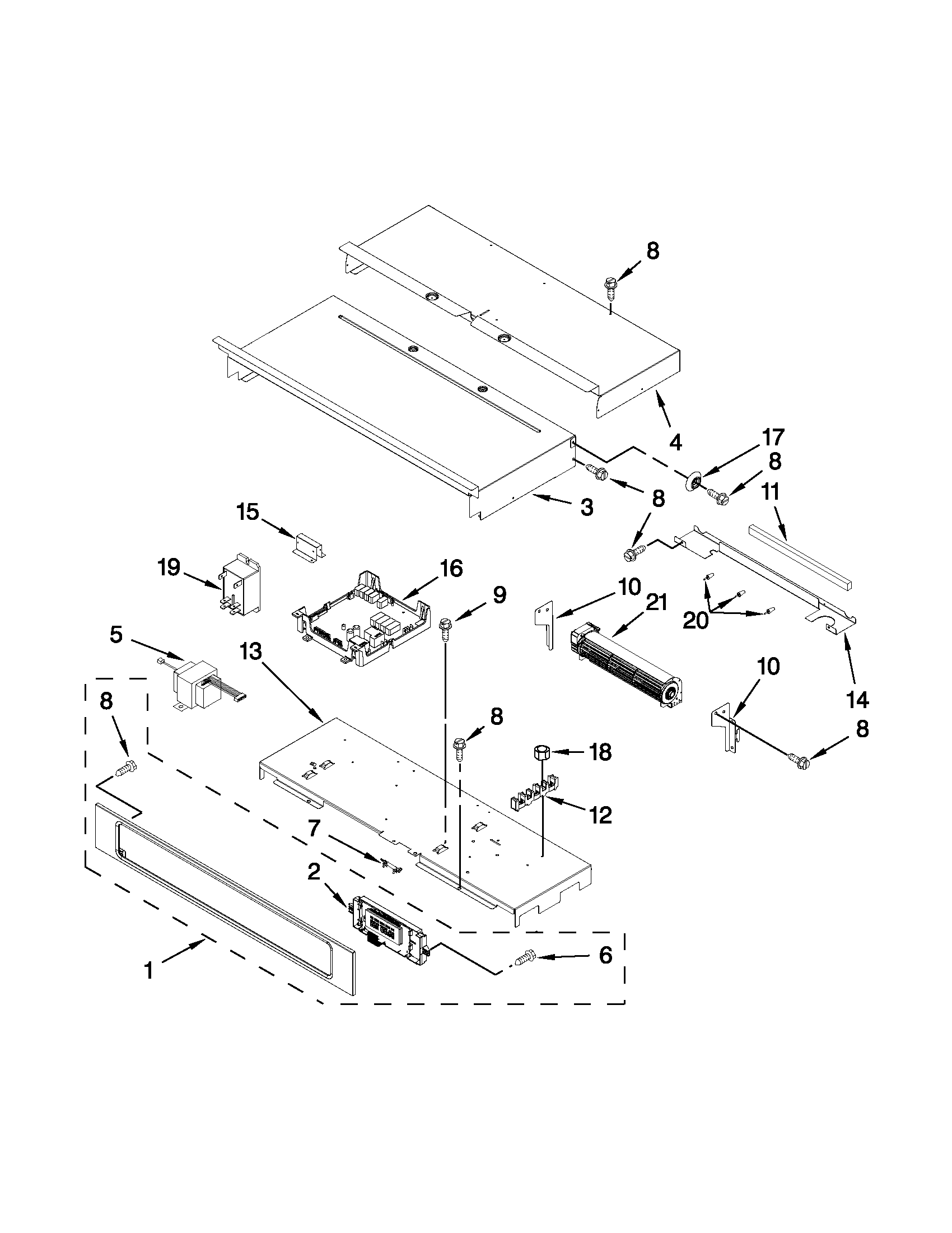 KitchenAid KEBS279BSS00 control panel parts diagram
