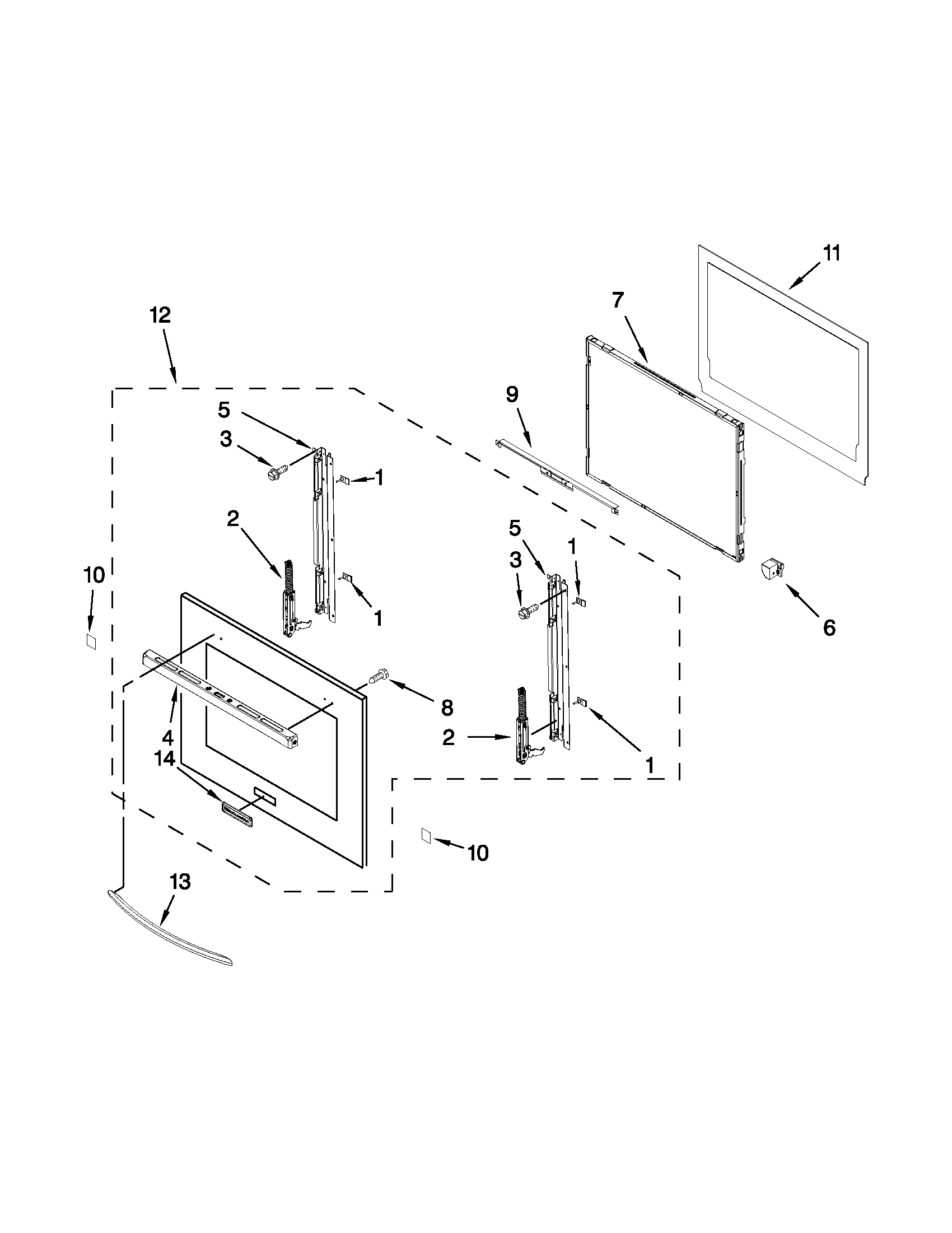 KitchenAid KEBS279BSS00 oven door parts diagram