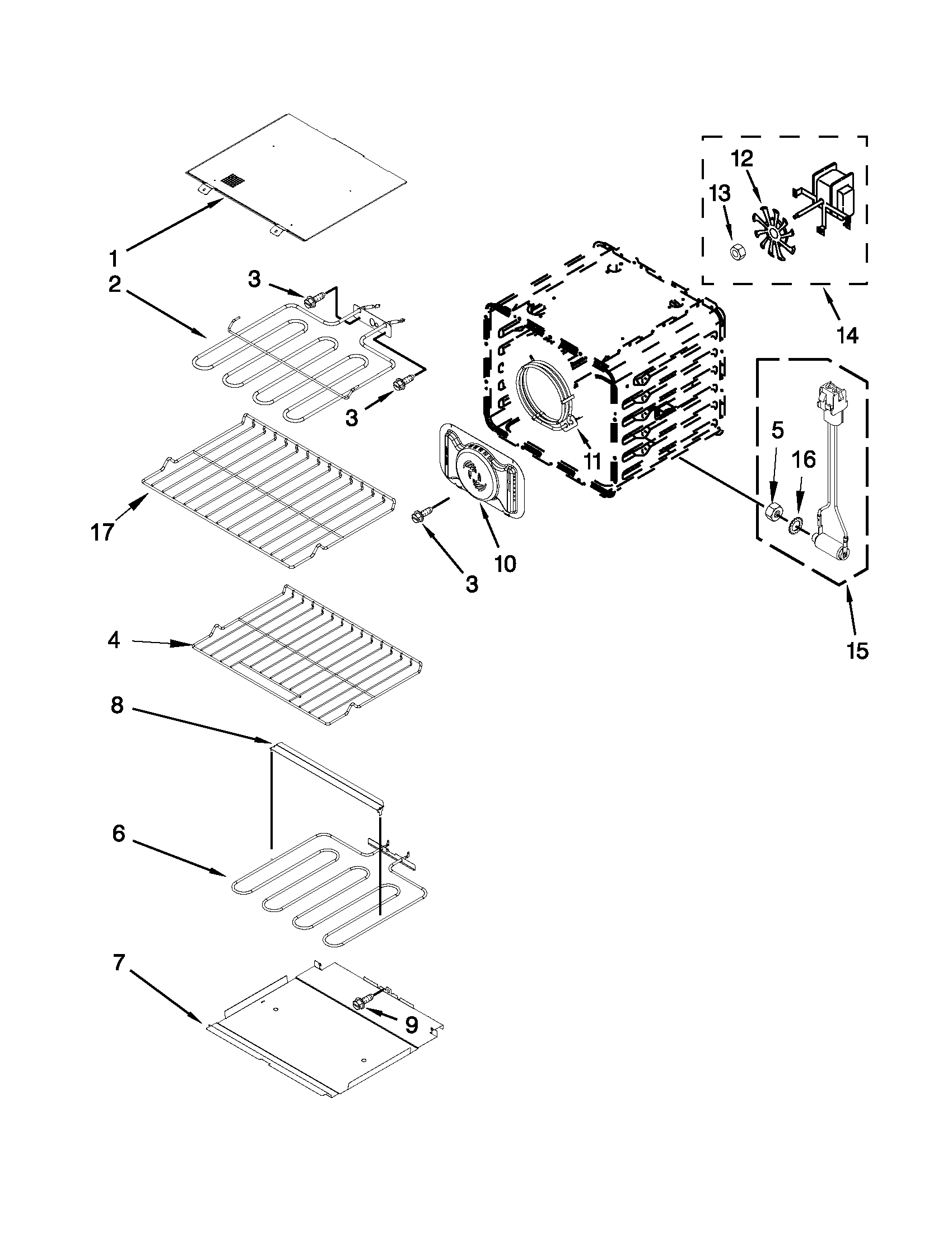KitchenAid KEBS279BSS00 internal oven parts diagram