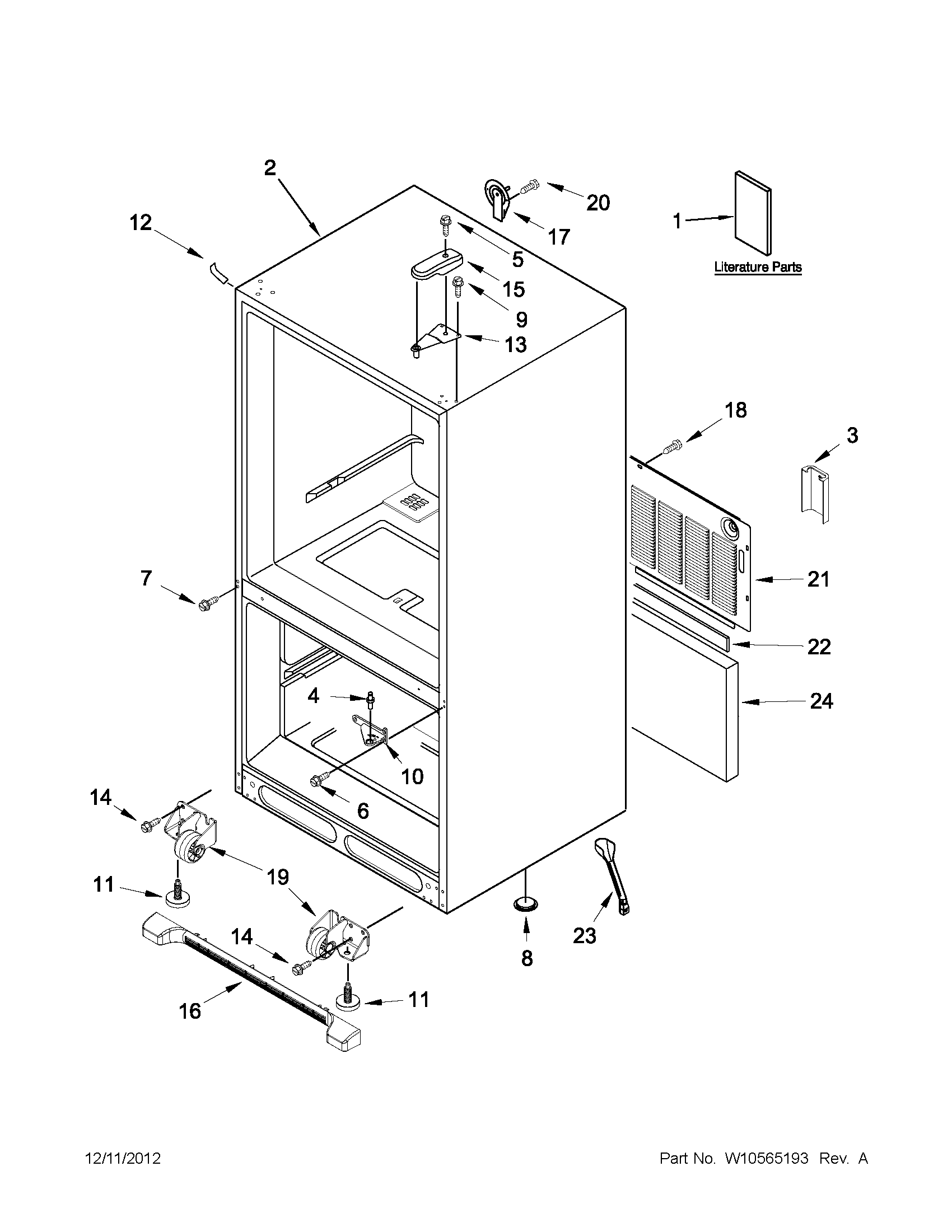 Whirlpool GB9FHDXWS08 cabinet parts diagram